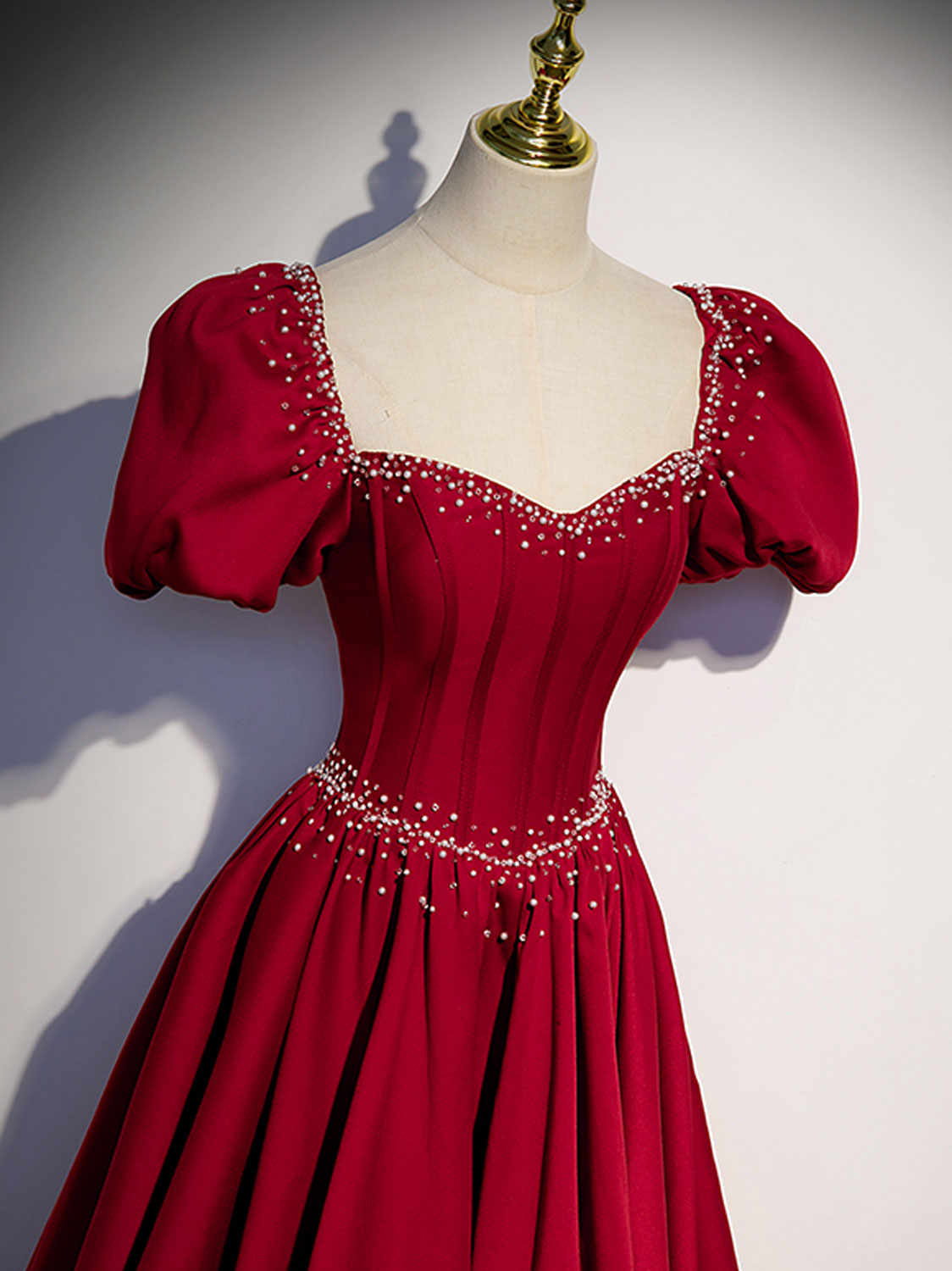 Elegant A-Line Burgundy Satin Dress for Women - Perfect for Evening Parties, Weddings & Special Occasions