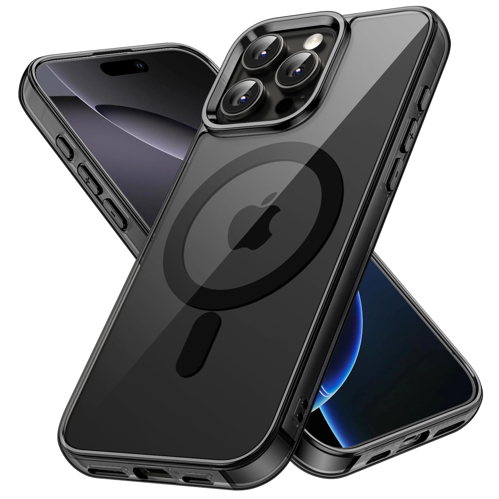JETech Magnetic Case for iPhone 16 Pro 6.3-Inch | MagSafe Compatible | Shockproof & Anti-Scratch Clear Back Bumper Cover (Black) | Perfect for Daily Use, Outdoor Activities & Wireless Charging