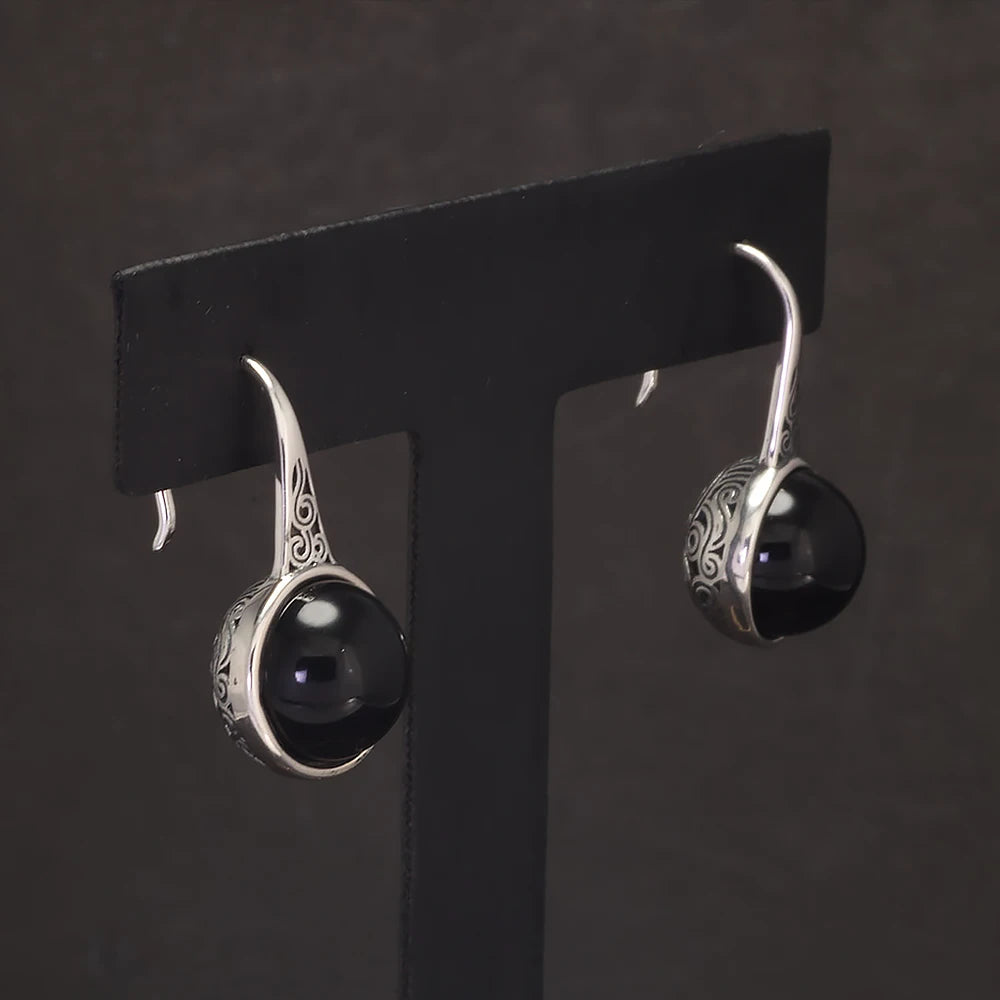 Dark Serenity Earrings - Elegant Gothic Dangle Earrings for Women, Sterling Silver Gothic Jewelry, Perfect for Halloween, Parties & Night Out