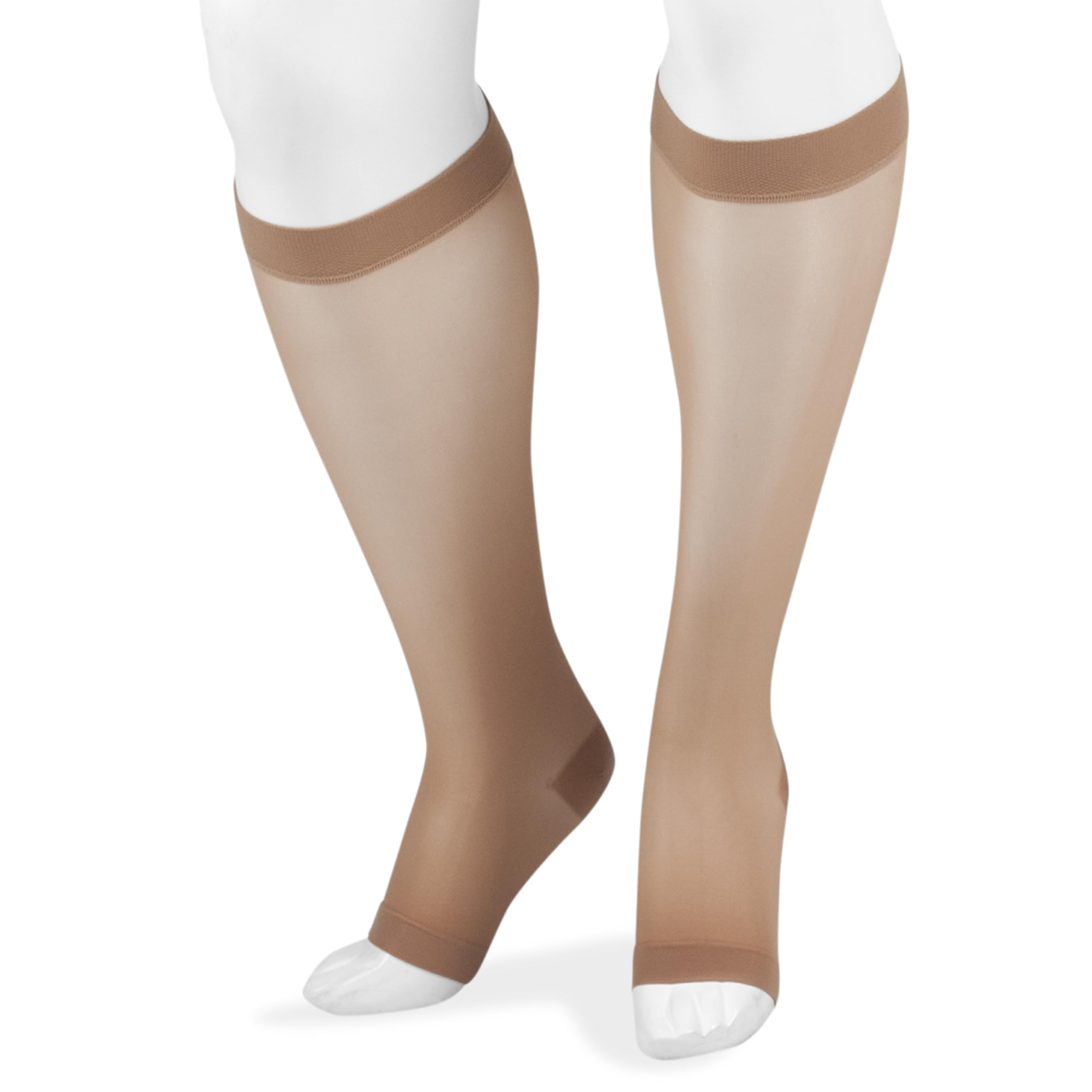 Juzo Naturally Sheer 2101AD 20-30mmHg Open Toe Knee High Compression Stockings for Women - Medical Grade Support for Varicose Veins, Swelling & Circulation - Perfect for Travel, Work & Daily Comfort