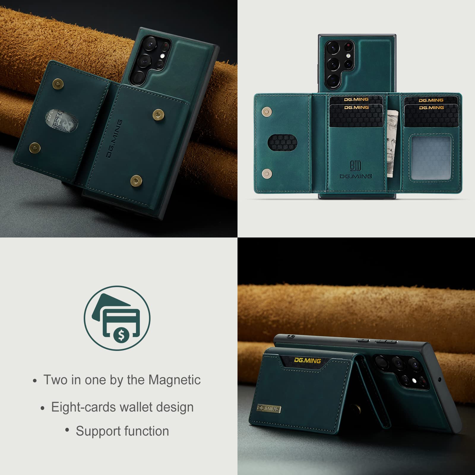 Premium Magnetic Leather Wallet Case for Samsung Galaxy S22 Ultra (6.8