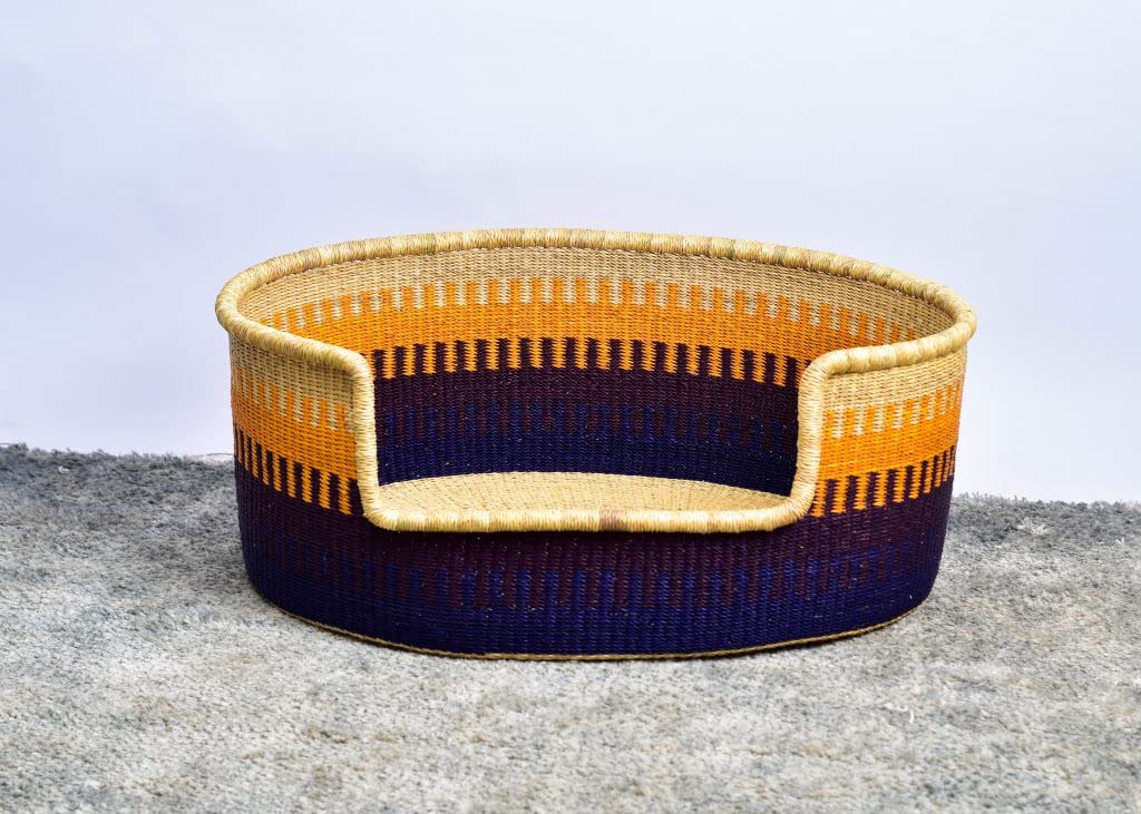 Premium Handmade Eco-Friendly Wicker Dog Bed Basket with 3