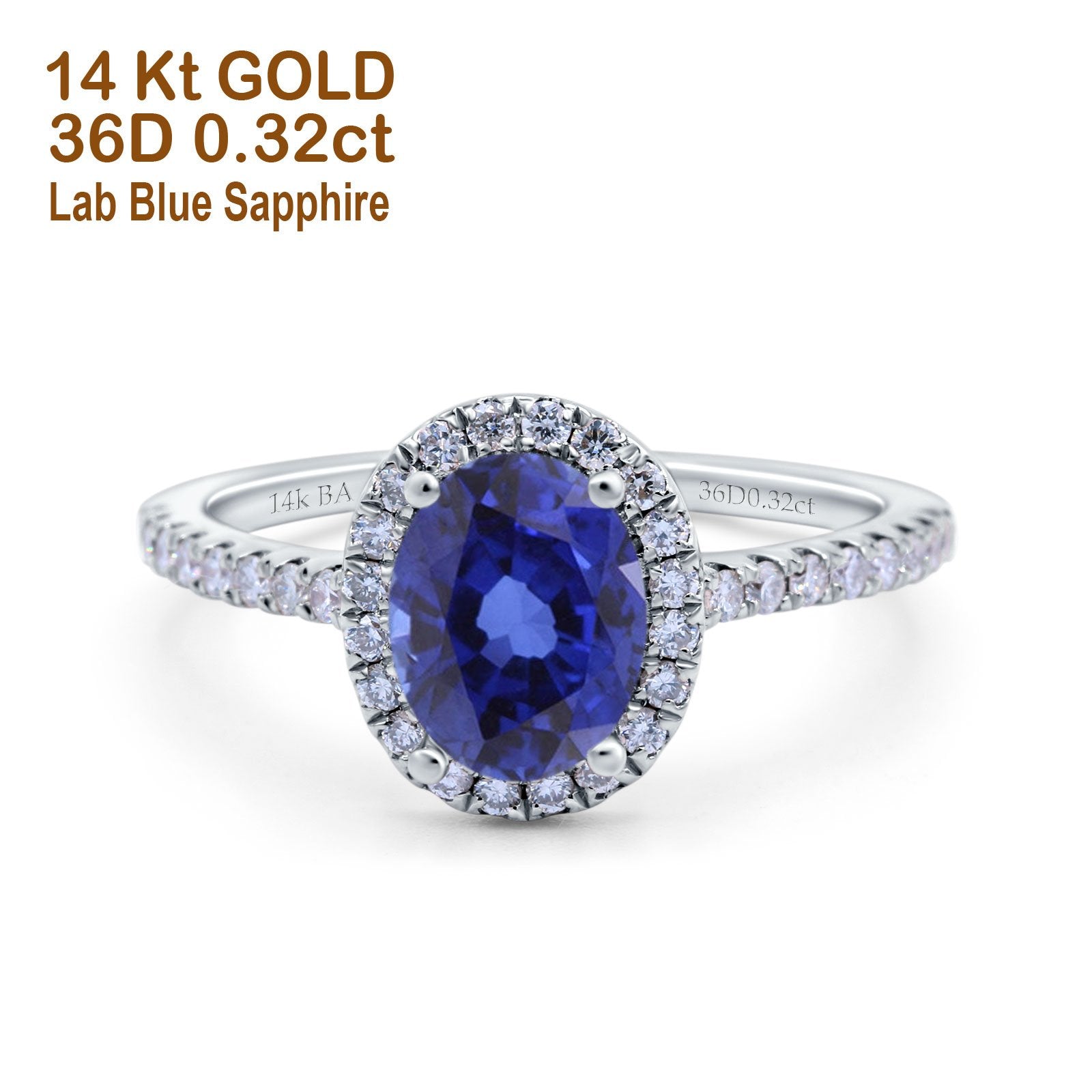 White Gold Lab Blue Sapphire