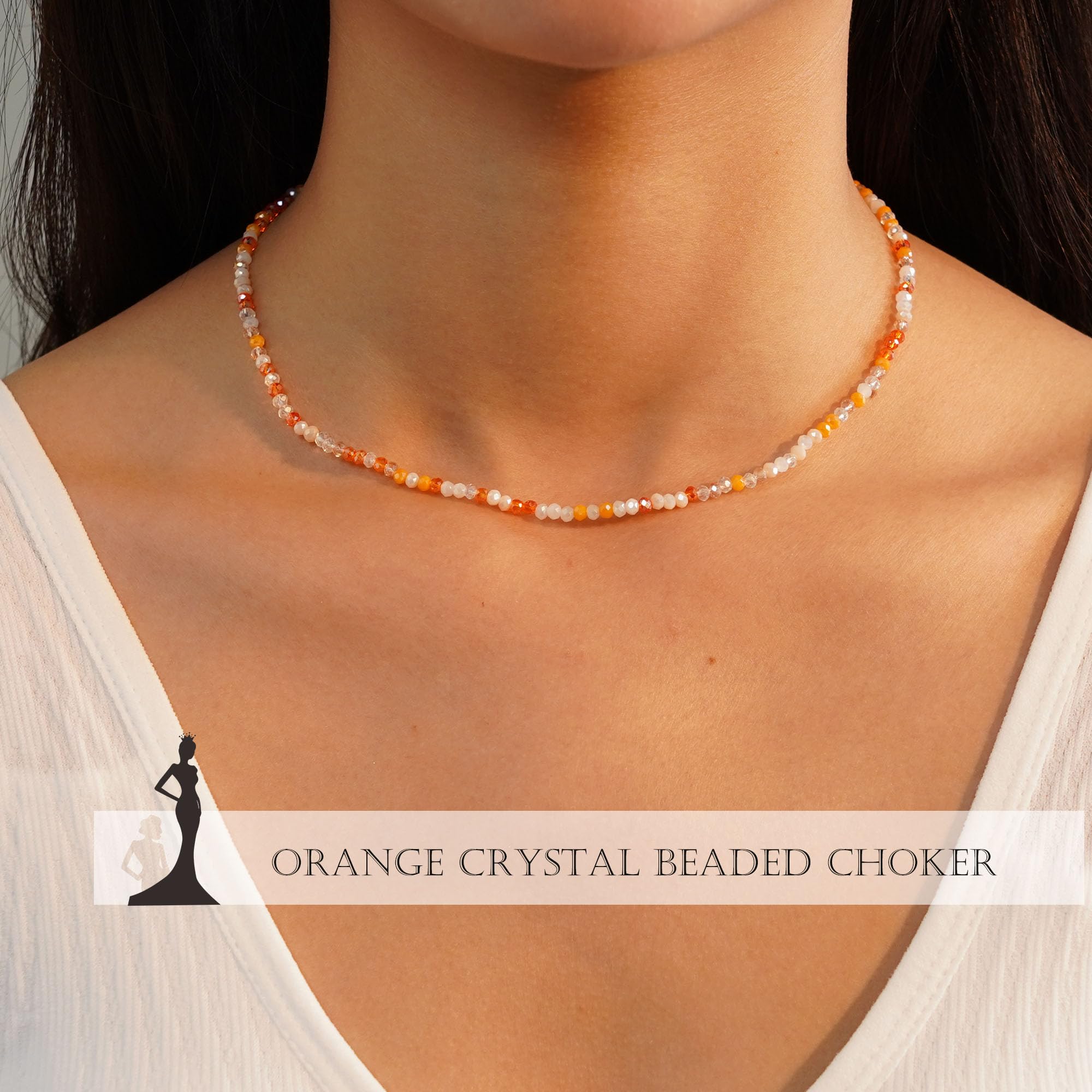 JSJOY Tiny Crystal Beaded Choker Necklaces for Women - Colorful Bohemian Handmade Jewelry, Dainty Adjustable Choker Necklace for Teens, Perfect Gift for Birthday, Party & Everyday Wear