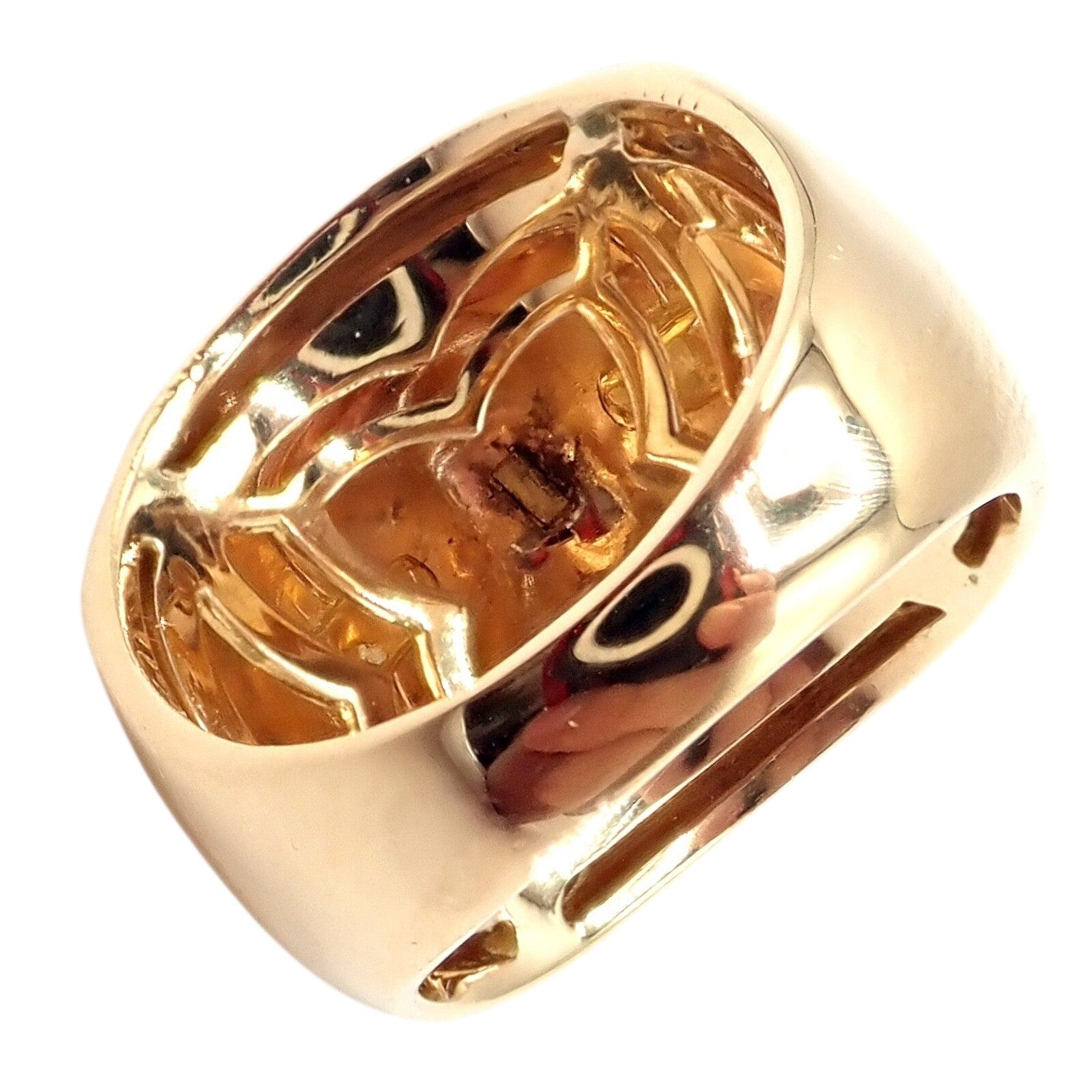 Authentic Bvlgari 18k Yellow White Rose Gold Tricolor Pyramid Ring - Size 6 | Luxury Statement Jewelry for Weddings, Parties & Special Occasions