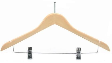 Wooden Anti-Theft Clothes Hanger with 6 Clips - Secure Wardrobe Organizer for Travel, Home & Retail Stores