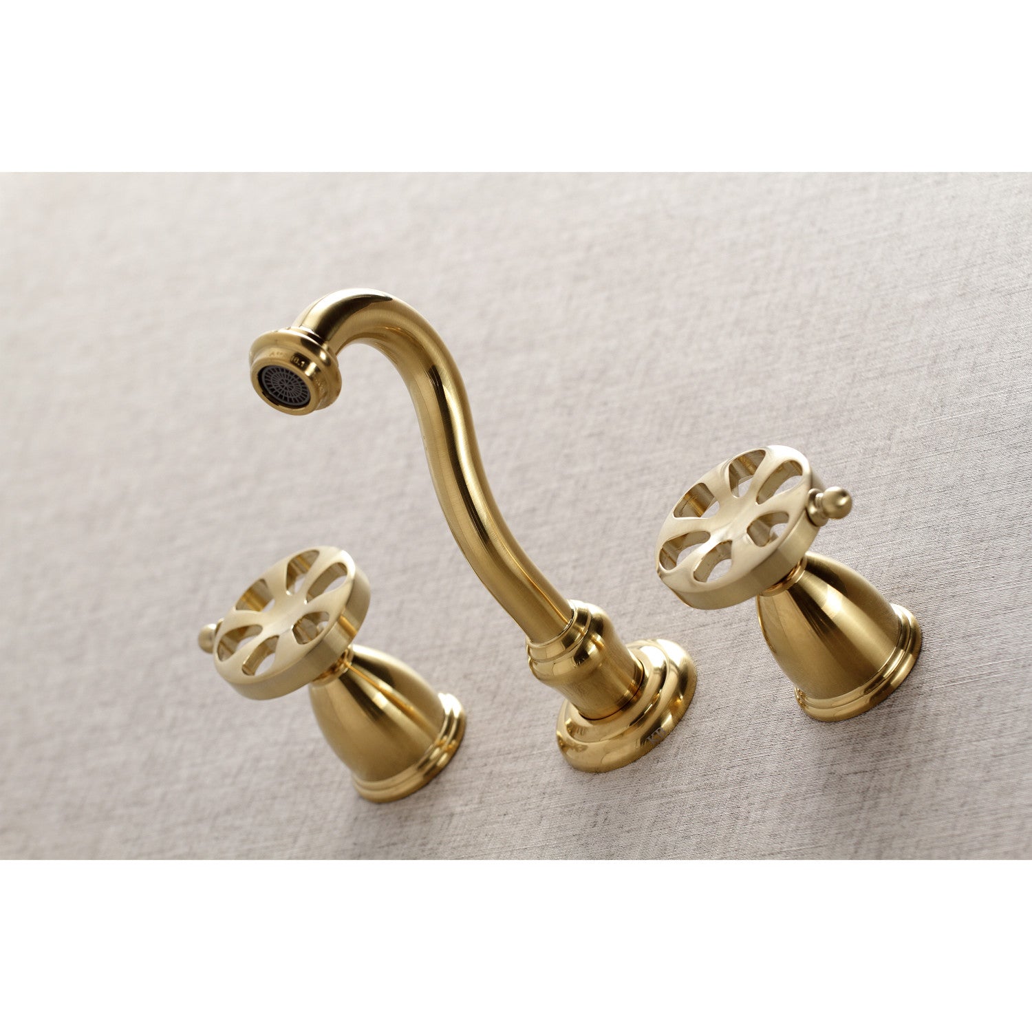 Belknap KS3127RX Brushed Brass Double Handle 3 Hole Wall Mount Bathroom Faucet - Perfect for Modern Bathroom & Powder Room Renovations