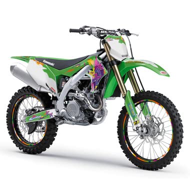 2019-2023 Kawasaki KX 450 Retro Green Senge Graphics Complete Kit - Motocross & Dirt Bike Decal Sticker Set for Off-Road Racing & Custom Bike Design