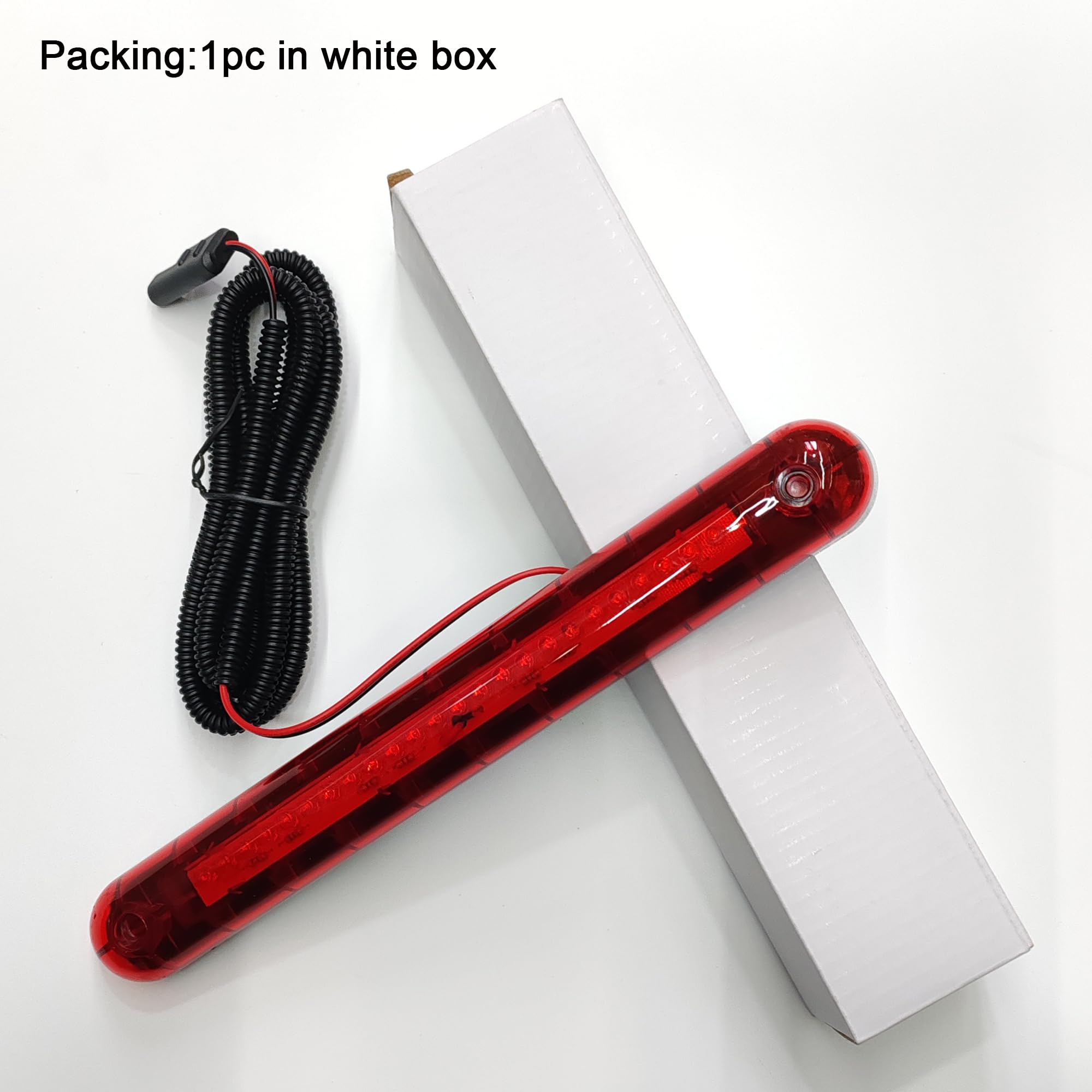 Universal 12V Third Brake Light Assembly - 24 LED High Mount Stop Light Bar for Camper Shells, Trailers & Cargo Vehicles (Red) | Durable & Bright Safety Lighting for Night Driving & Road Visibility