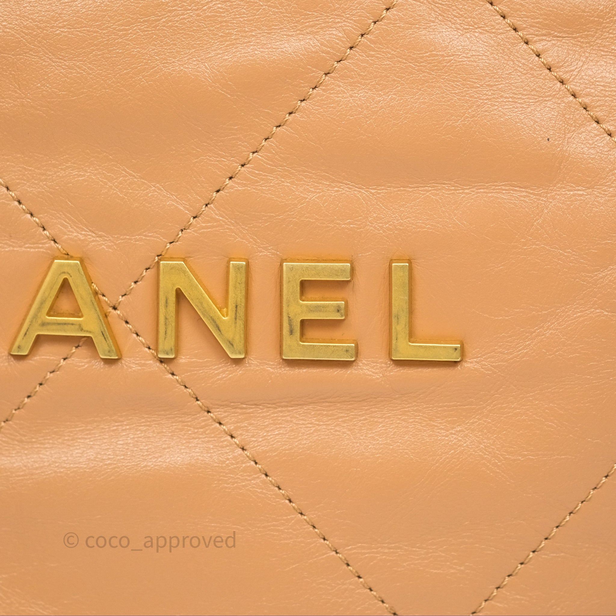 Chanel 22 Small Backpack in Camel Shiny Calfskin with Gold Hardware - Luxury Designer Handbag for Women, Perfect for Everyday Use & Travel Accessories