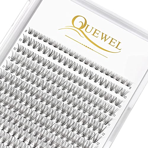 QUEWEL 240Pcs Individual Cluster Lashes - 10D 0.10C Mixed Length 8-14mm - Soft & Natural DIY Eyelash Extensions for Home Use - Perfect for Weddings, Parties, and Daily Makeup Enhancement
