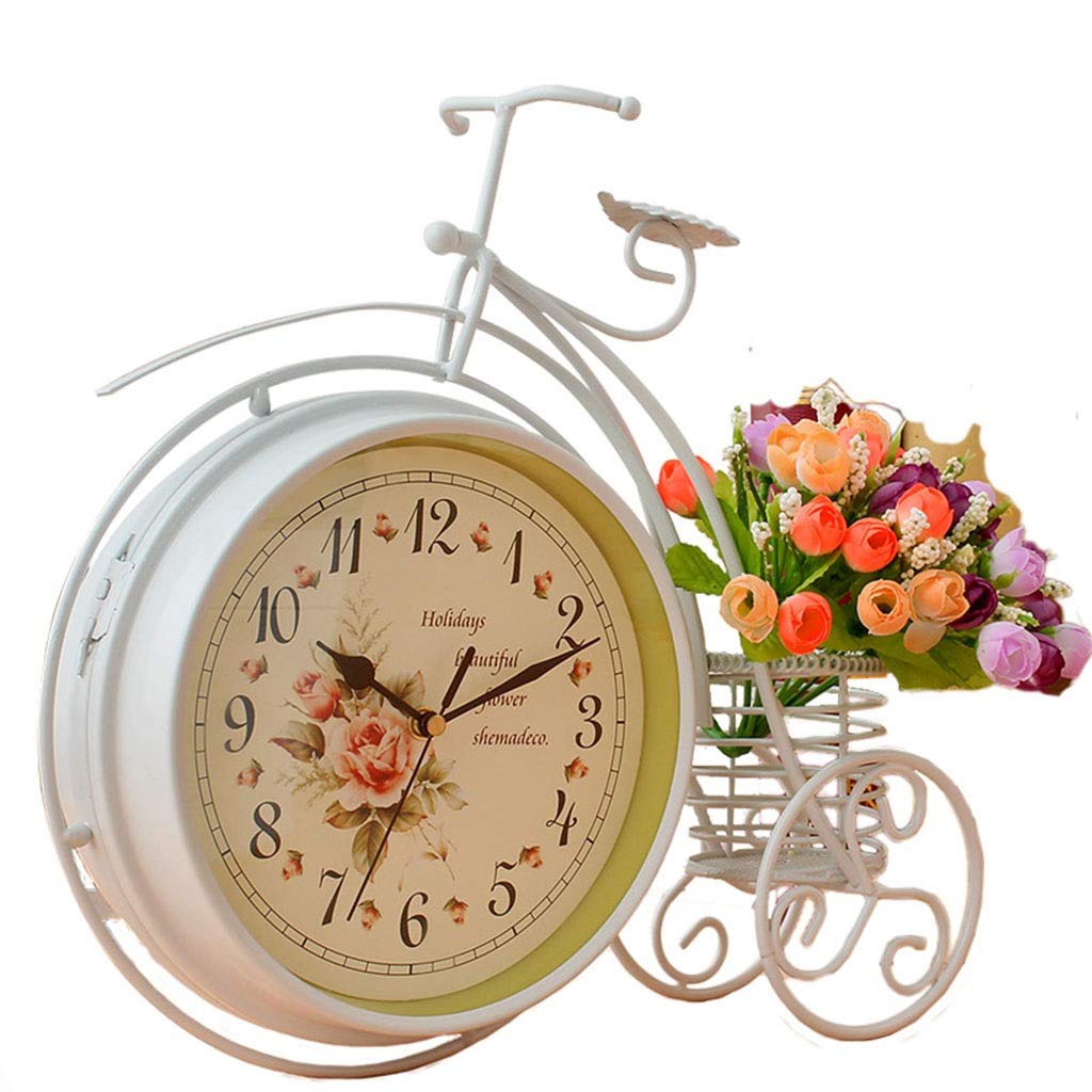 Stylish Double-Sided Bicycle Table Clock - European Design Silent Wall & Desktop Decor for Living Room, Bedroom, Office - Perfect Home Decoration & Gift Idea (Color: A) | Vintage Cycling Theme for Home & Workspace Décor