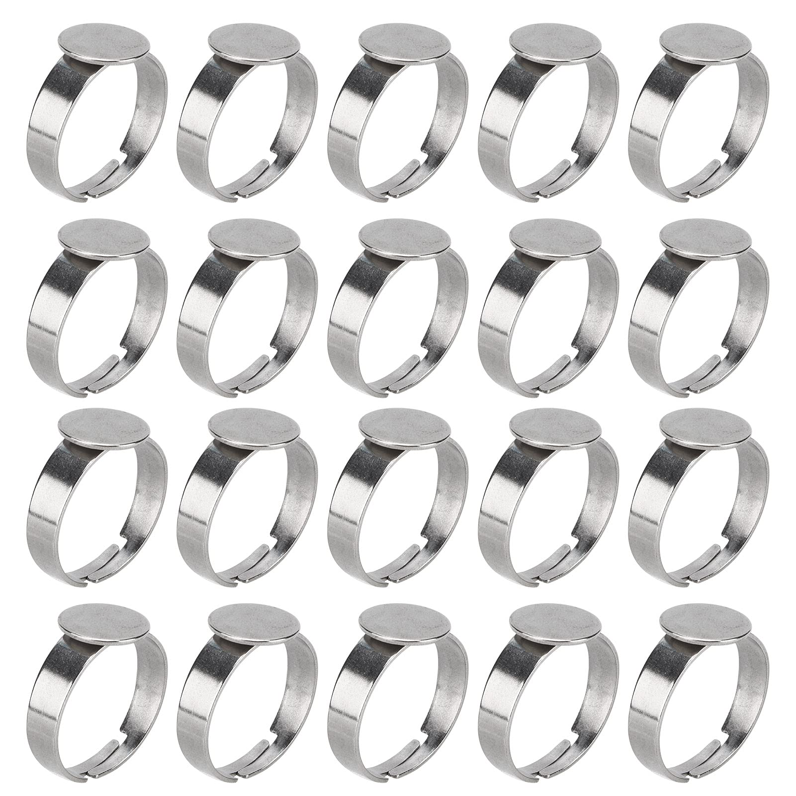 Adjustable Ring Blanks for DIY Jewelry Making - Flat Base Ring Settings for Women & Men - Craft Supplies for Handmade Rings, Wedding Bands & Fashion Jewelry - Perfect for Jewelry Designers, Hobbyists & Gift Making