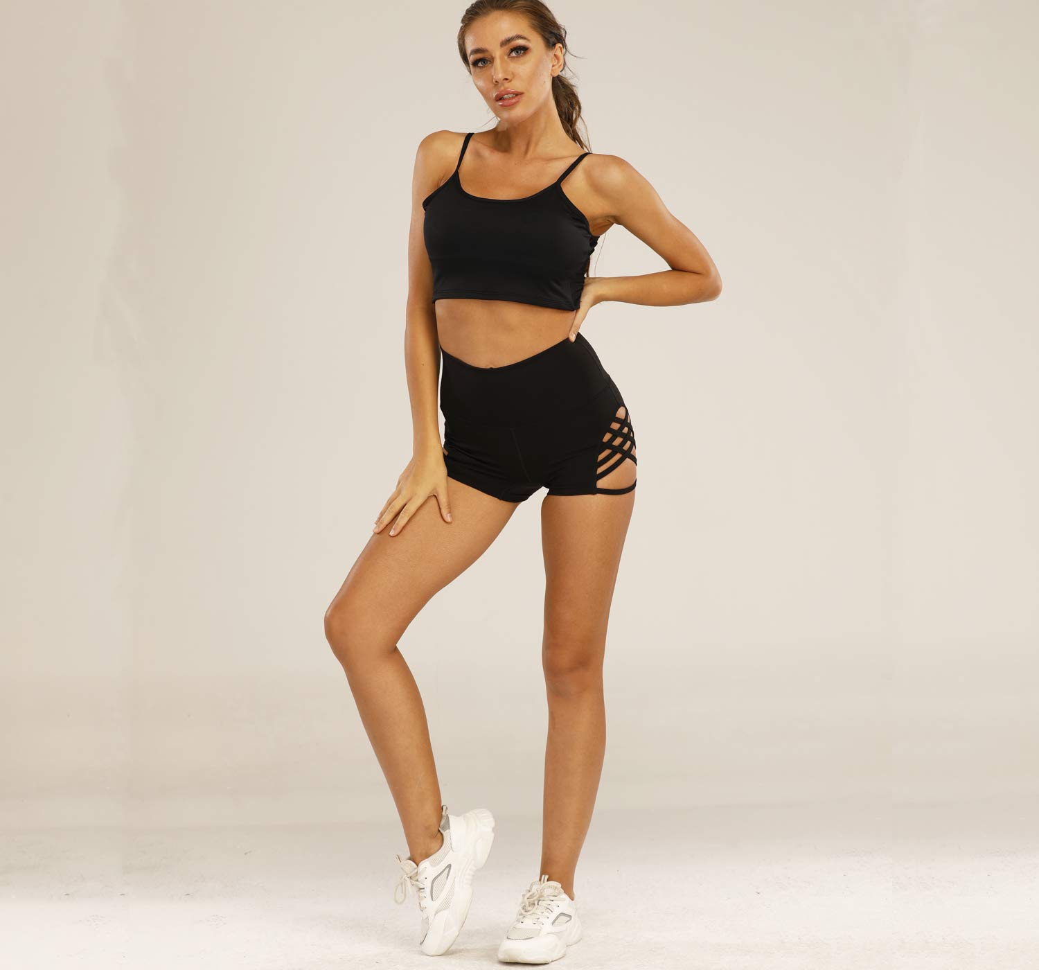 Women's High Waisted Booty Lifting Workout Shorts - Tummy Control Yoga Gym Athletic Shorts for Women - Perfect for Running, Training & Fitness