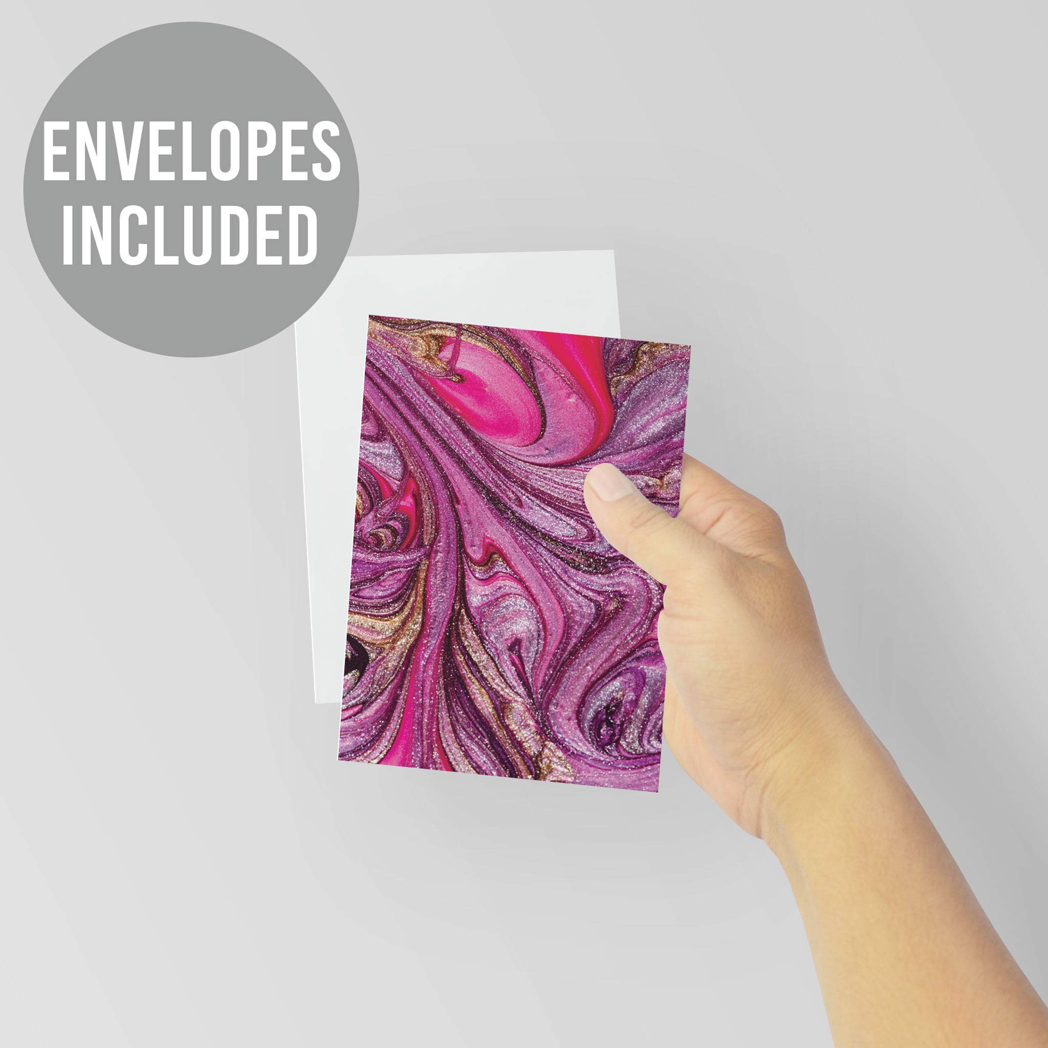 24-Pack All Occasion Blank Greeting Cards with White Envelopes - Birthday, Thank You, Just Because Cards - Pink Glitter Design for Parties, Weddings & Special Events