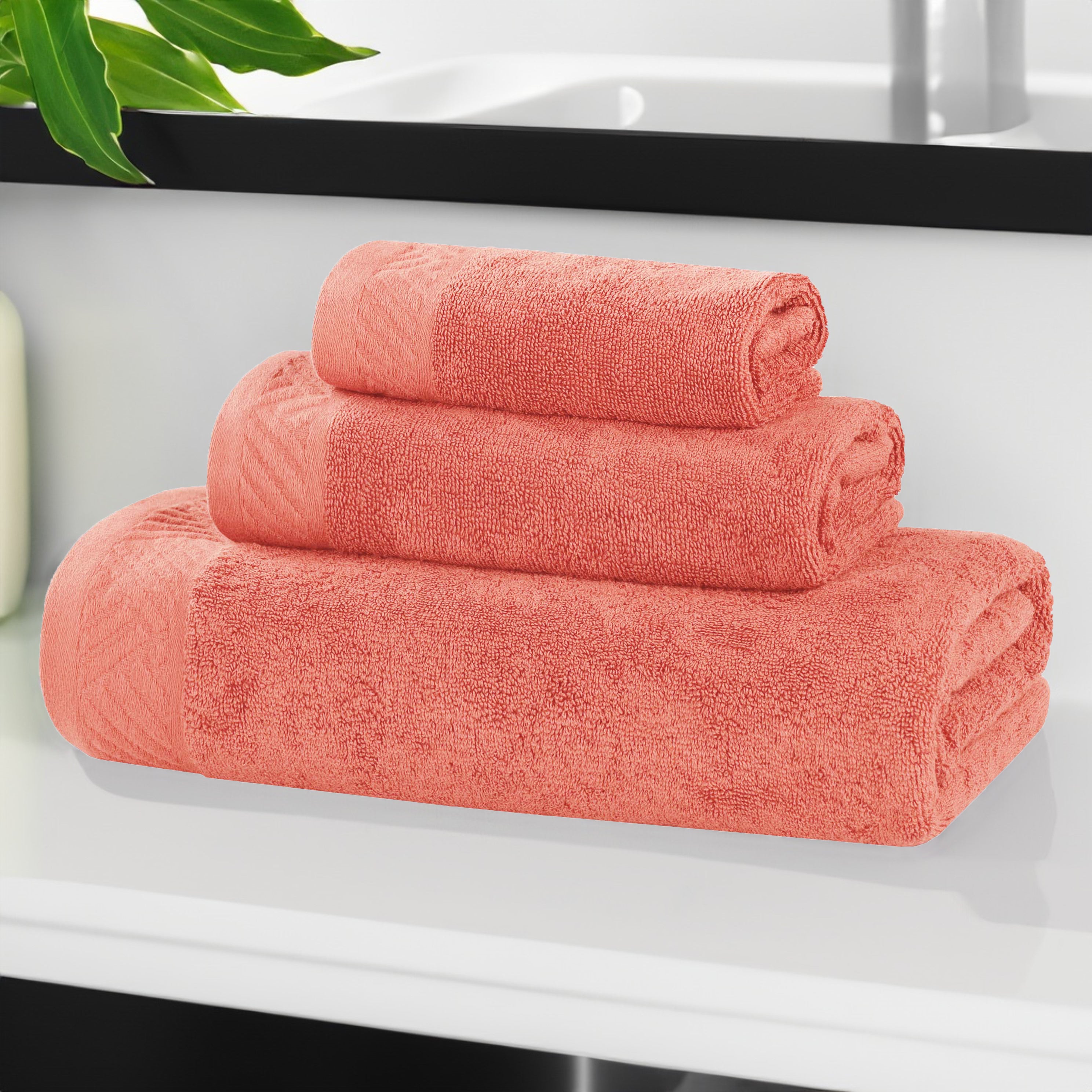 Premium Basketweave Egyptian Cotton 3-Piece Towel Set - Ultra Soft & Absorbent Bath, Beach & Gym Towels for Luxury Spa, Pool & Travel Use