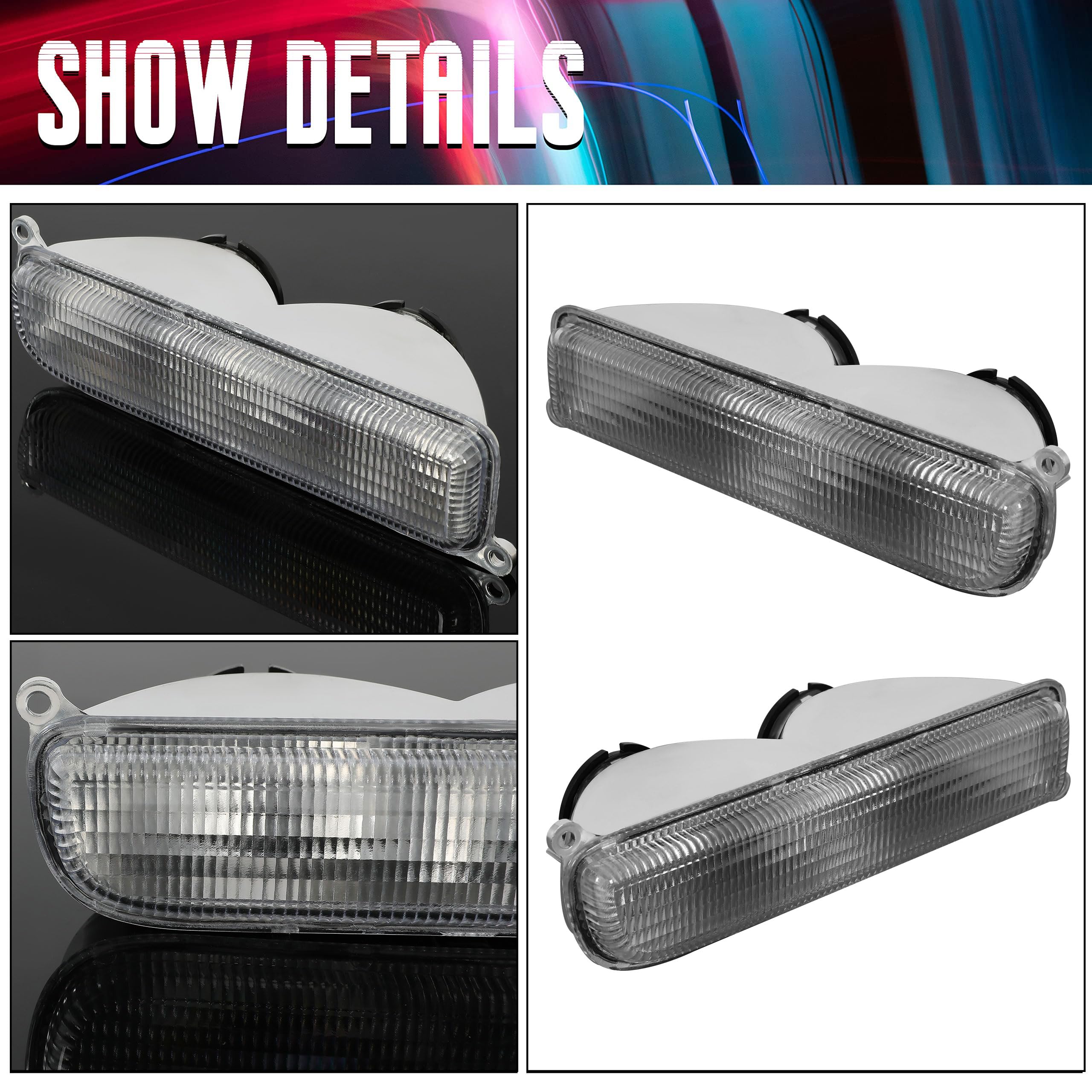 ECOTRIC Clear Corner Lights & Bumper Signal Lights Compatible with 1997-2001 Jeep Cherokee XJ - 4Pcs Replacement for Enhanced Visibility & Style (Off-Road, Night Driving, Custom Builds)