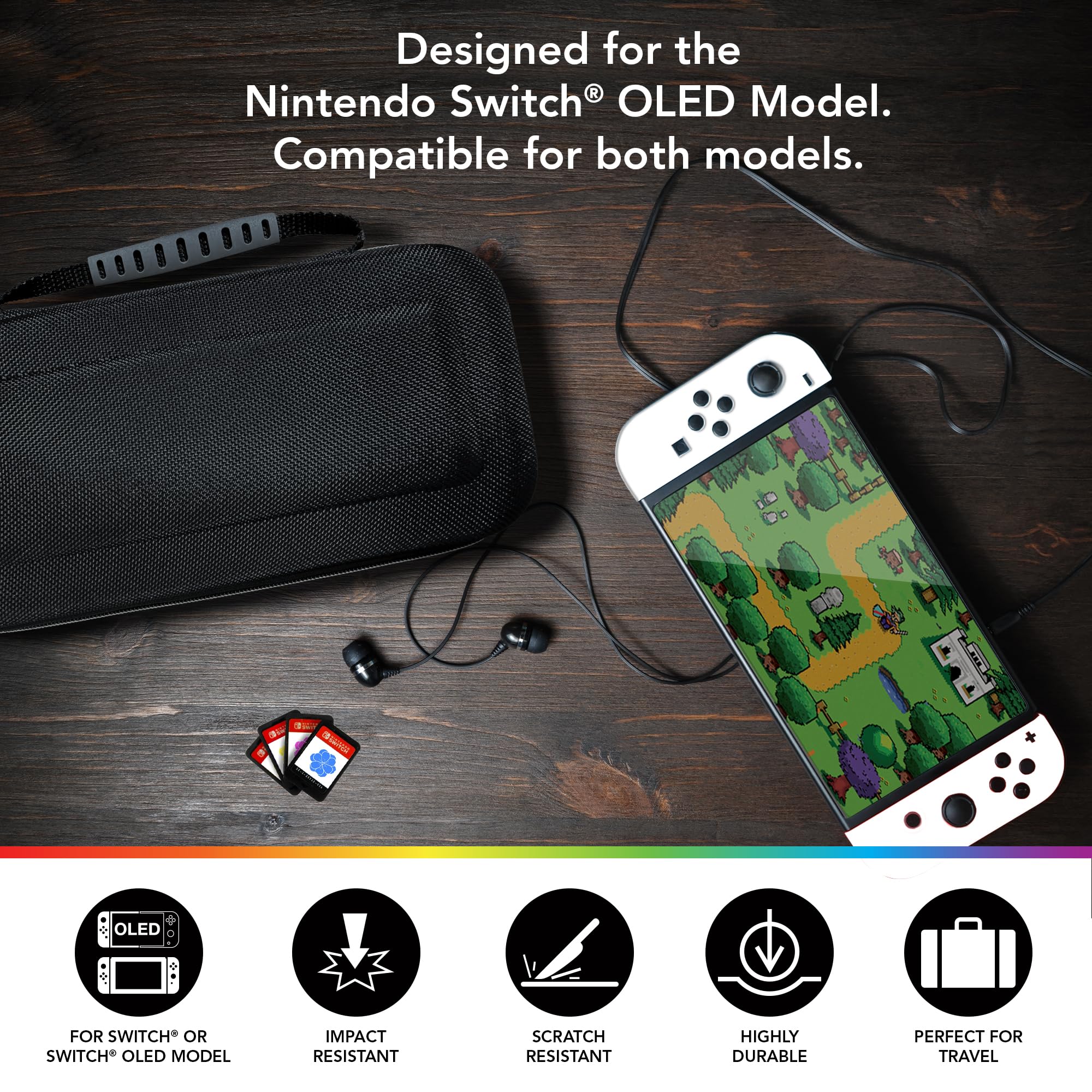 dreamGEAR Guardian Pack for Nintendo Switch OLED - Protective Hard Travel Case with Screen Protector | Compatible with Nintendo Switch & OLED Model | Perfect for Gaming On-The-Go & Travel Protection