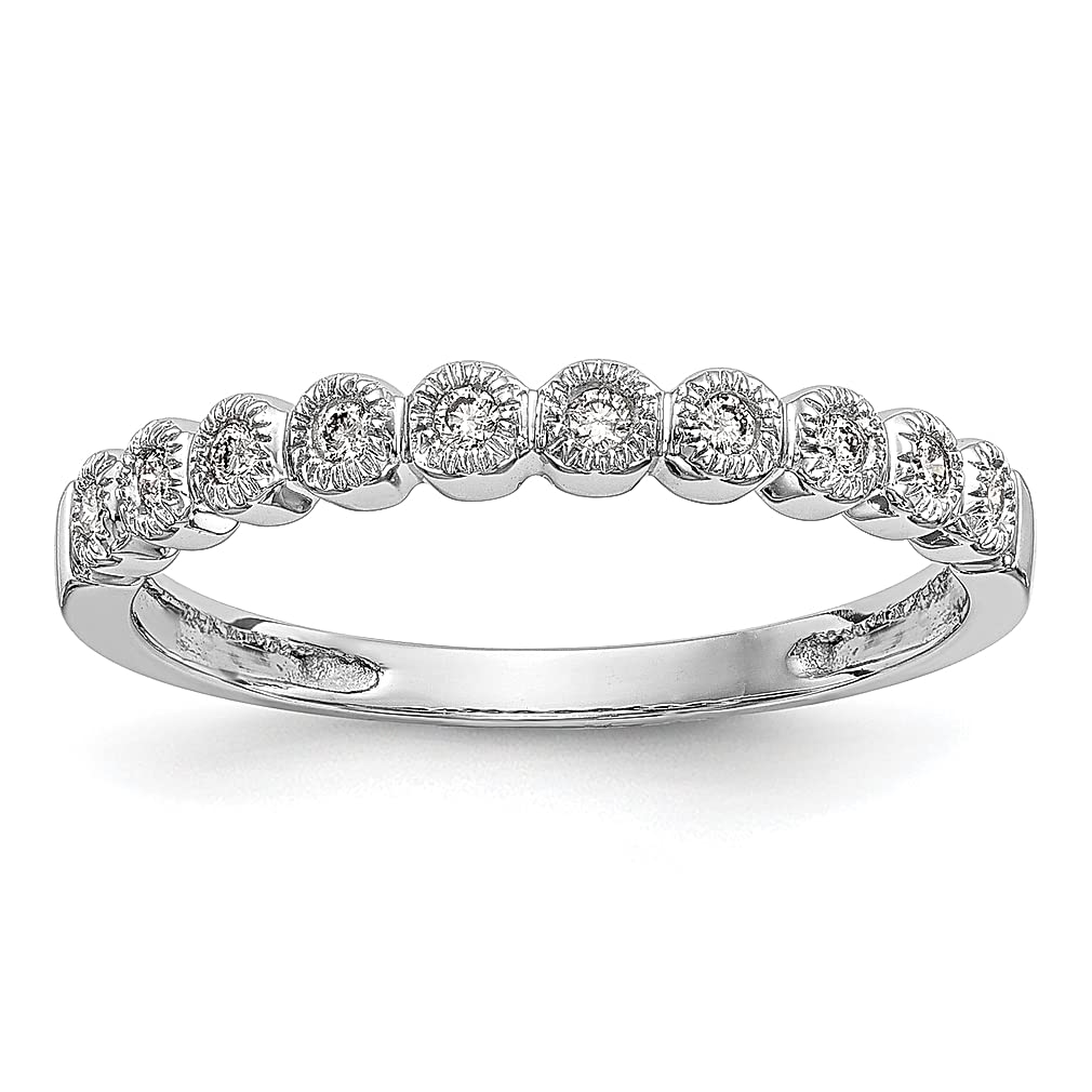 14K White Gold Bezel Set 1/10 Carat Diamond Wedding Ring Band - Size 7.00 Fine Jewelry for Women - Perfect Anniversary, Engagement & Bridal Gift - Elegant Everyday Wear & Special Occasions