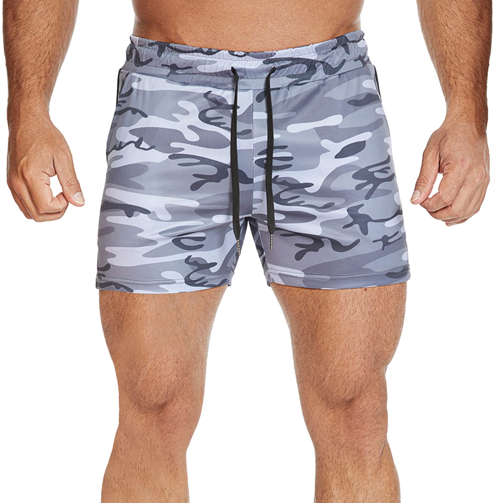 Men's Lightweight Running Shorts with Zipper Pockets - Breathable Quick-Dry Athletic Gym Shorts for Workout, Jogging & Outdoor Sports