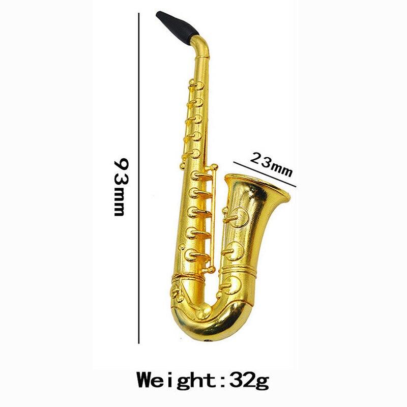Unique Saxophone-Shaped Alloy Smoking Pipe - Portable 97mm Metal Tobacco Pipe for Hookah | Compact & Lightweight Design for Travel, Outdoor Use & Gifts