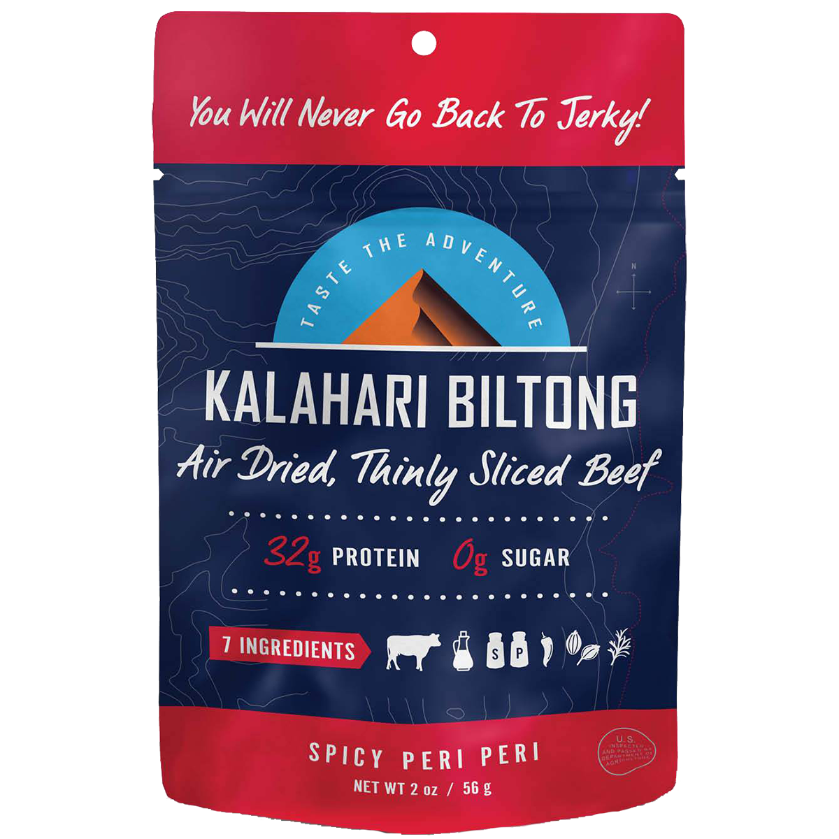 Premium 2oz Kalahari Biltong - Authentic South African Dried Beef Jerky Snack | High Protein, Low Carb, Keto-Friendly | Perfect for Hiking, Camping & On-the-Go Nutrition