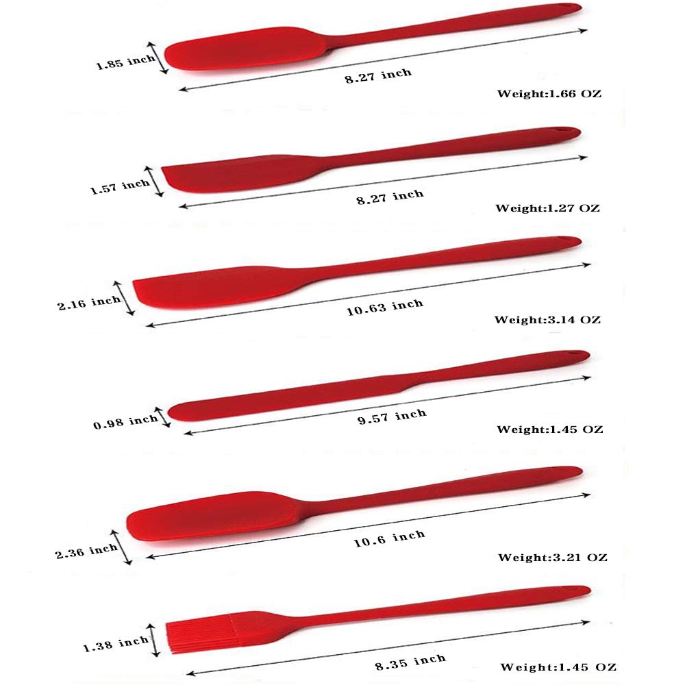 KSENDALO Heat Resistant Silicone Spatula Set for Cooking, Baking & Mixing - Non-Slip Rest Stand Included - Perfect for Cake Decorating, Cookie Dough & Kitchen Prep (Red)