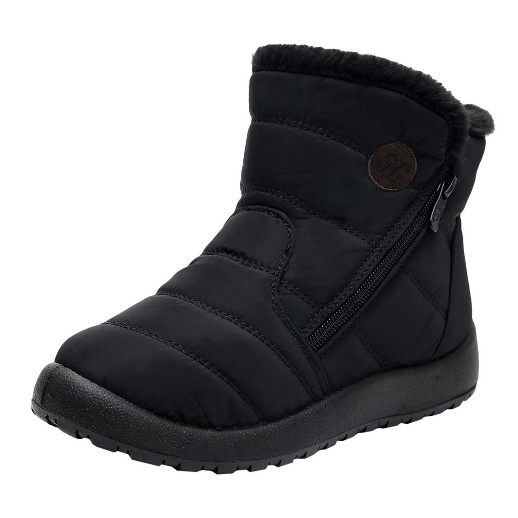Women's Waterproof Snow Boots Winter Warm Ankle Booties - Non-Slip Thermal Shoes for Women, Size 9 Wide (Black) - Perfect for Snowy Days, Hiking & Outdoor Winter Activities