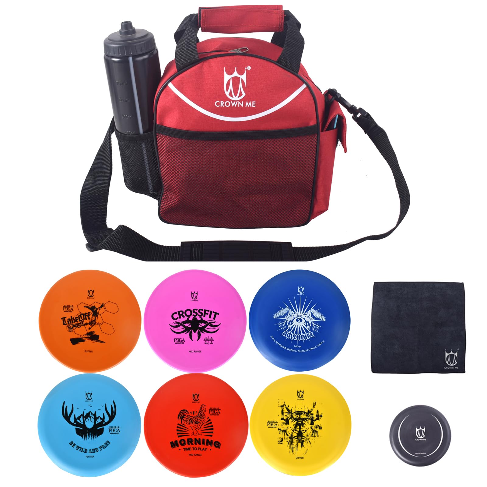 **CROWN ME Disc Golf Starter Set - 6 Discs, Mini Disc & Carry Bag | Perfect for Beginners & Outdoor Sports Enthusiasts**