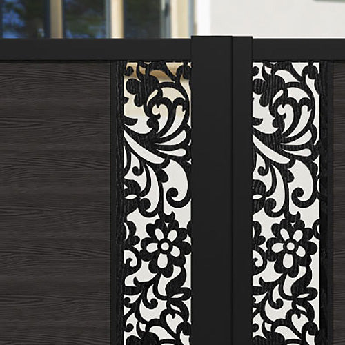 Classic Eden Straight Top Driveway Gate - Dark Oak Finish with Middle & End Screen | Durable & Stylish Driveway Entrance for Homes & Estates