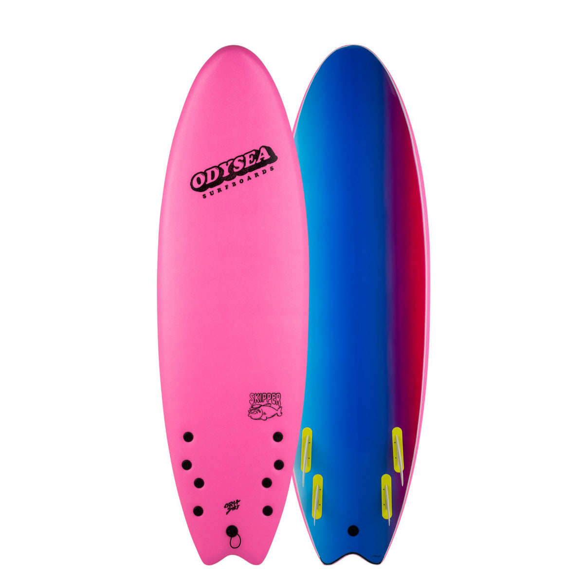 Odysea Skipper 6'0 Surfboard - Quad Fin Setup in Hot Pink - Perfect for Beginners and Intermediate Surfers | Ideal for Small to Medium Waves, Beach Cruising, and Surf Lessons