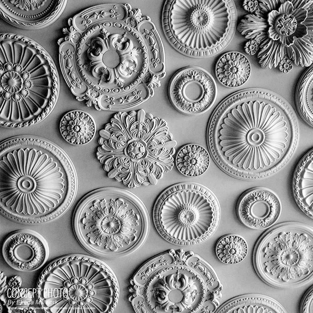 Ekena Millwork Hand-Painted Frost Vincent Ceiling Medallion - Classic Decorative Ceiling Rose for Victorian Homes & Wedding Venues