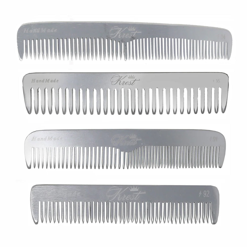 Krest Professional Metal Combs - Premium Aluminum Hair Combs 100% Hand Finished for Men & Women - Perfect for Styling, Barber Shops, and Travel