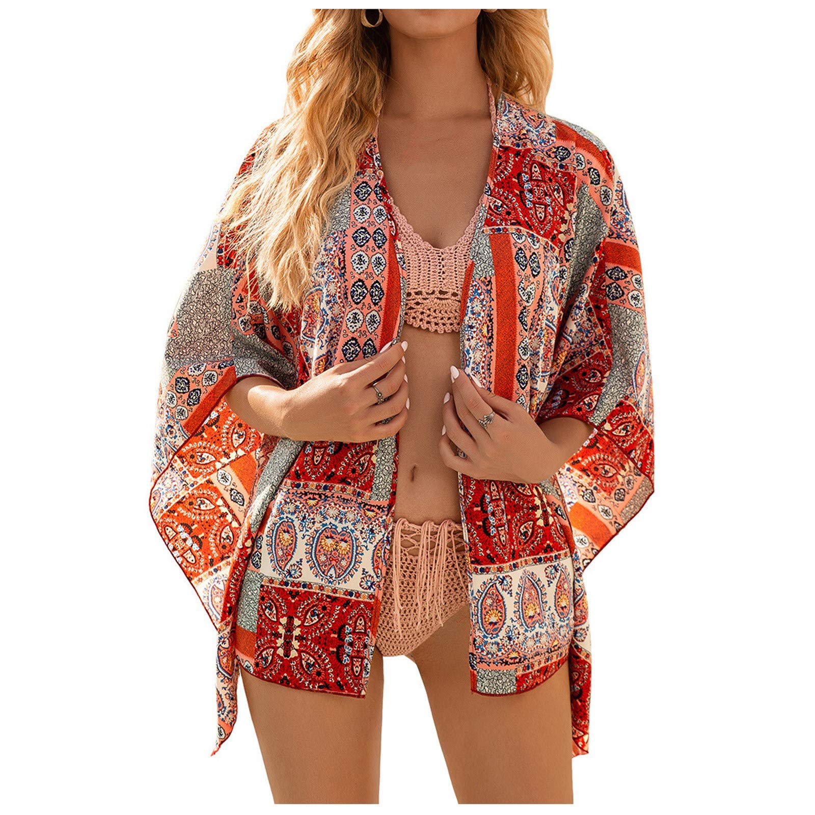 Women's Fall Hoodies - Sexy Printed Sunscreen Cardigan with Beach Sunshade Cover-up | Fashionable Lightweight Coat for Outdoor, Travel & Casual Wear