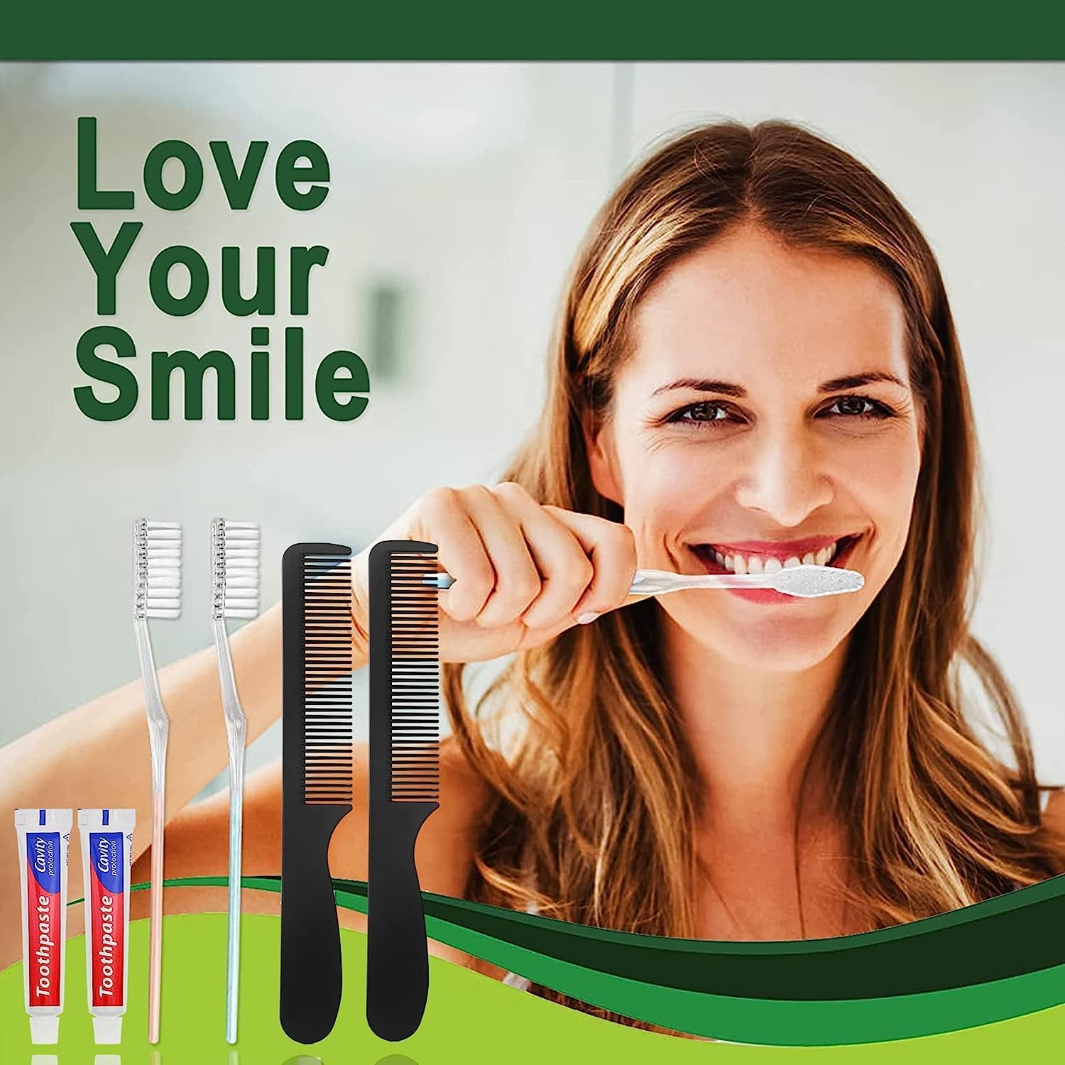 500 Pack Disposable Toothbrushes with Travel Toothpaste & Comb - Individually Wrapped Oral Care Kit (10g Toothpaste, 7