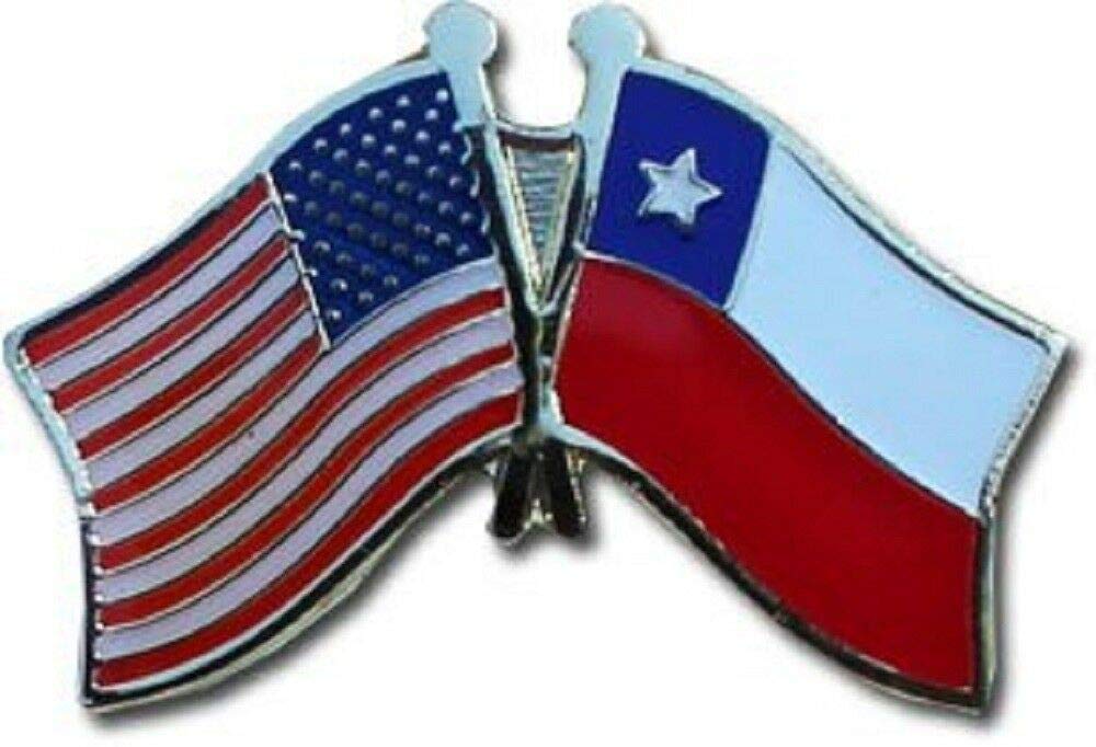 USA American Chile Friendship Flag Bike Hat Lapel Pin - Motorcycle Accessories - Pack of 24 Studs for Clothes Wholesale - Perfect for Biker Events, Hat Decorations & Patriotic Gifts