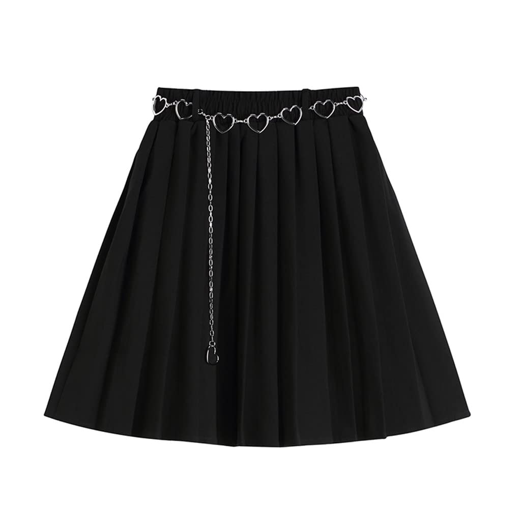 Women's Preppy Style Black High Waist Solid Pleated Mini Skirt | Summer Spring Korean Fashion A-line Skirt | XL Size | Perfect for Casual Outfits, Office Wear & Date Nights
