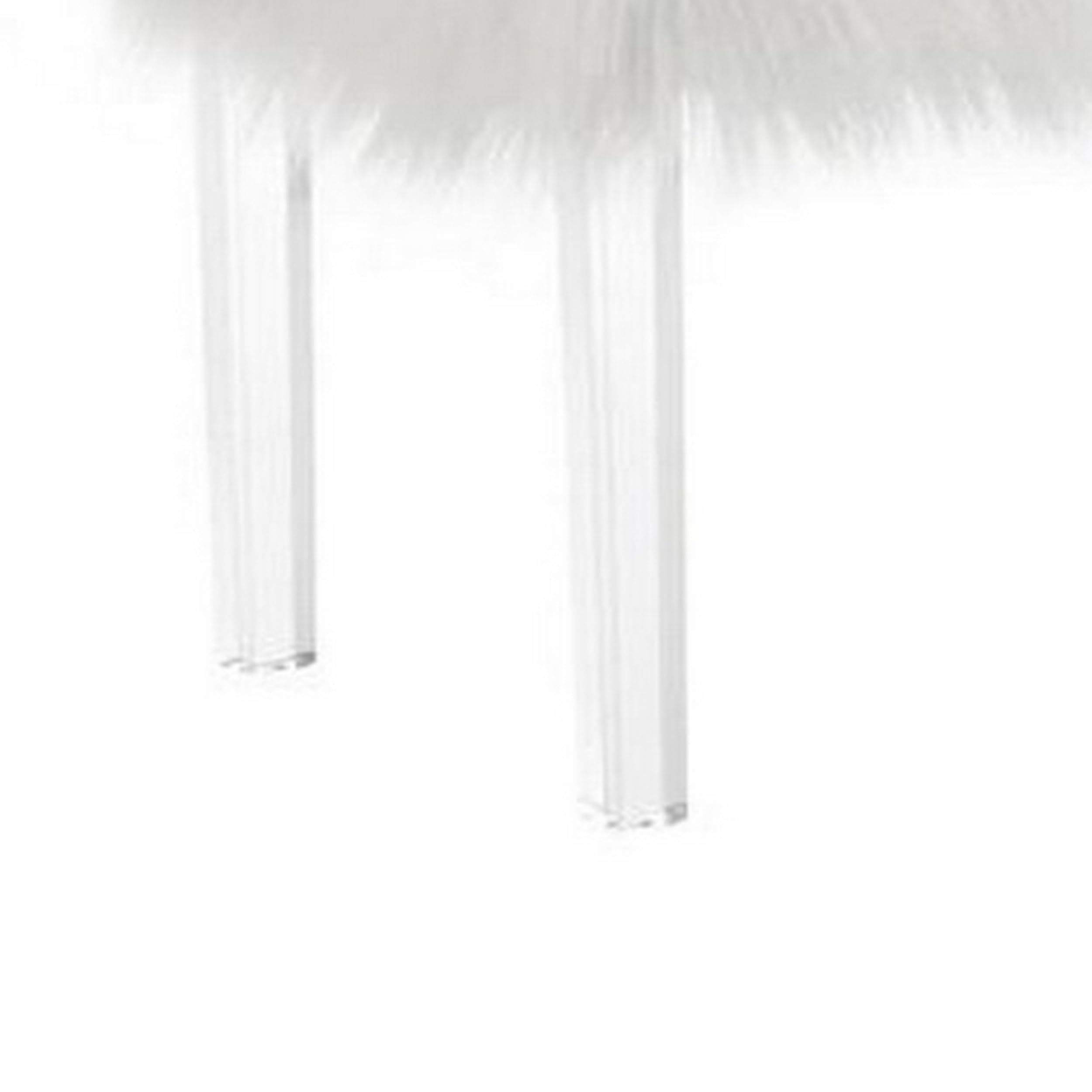 Benjara Modern White Faux Fur Bench with Clear Acrylic Legs - Contemporary Accent Seating for Living Room, Bedroom or Entryway