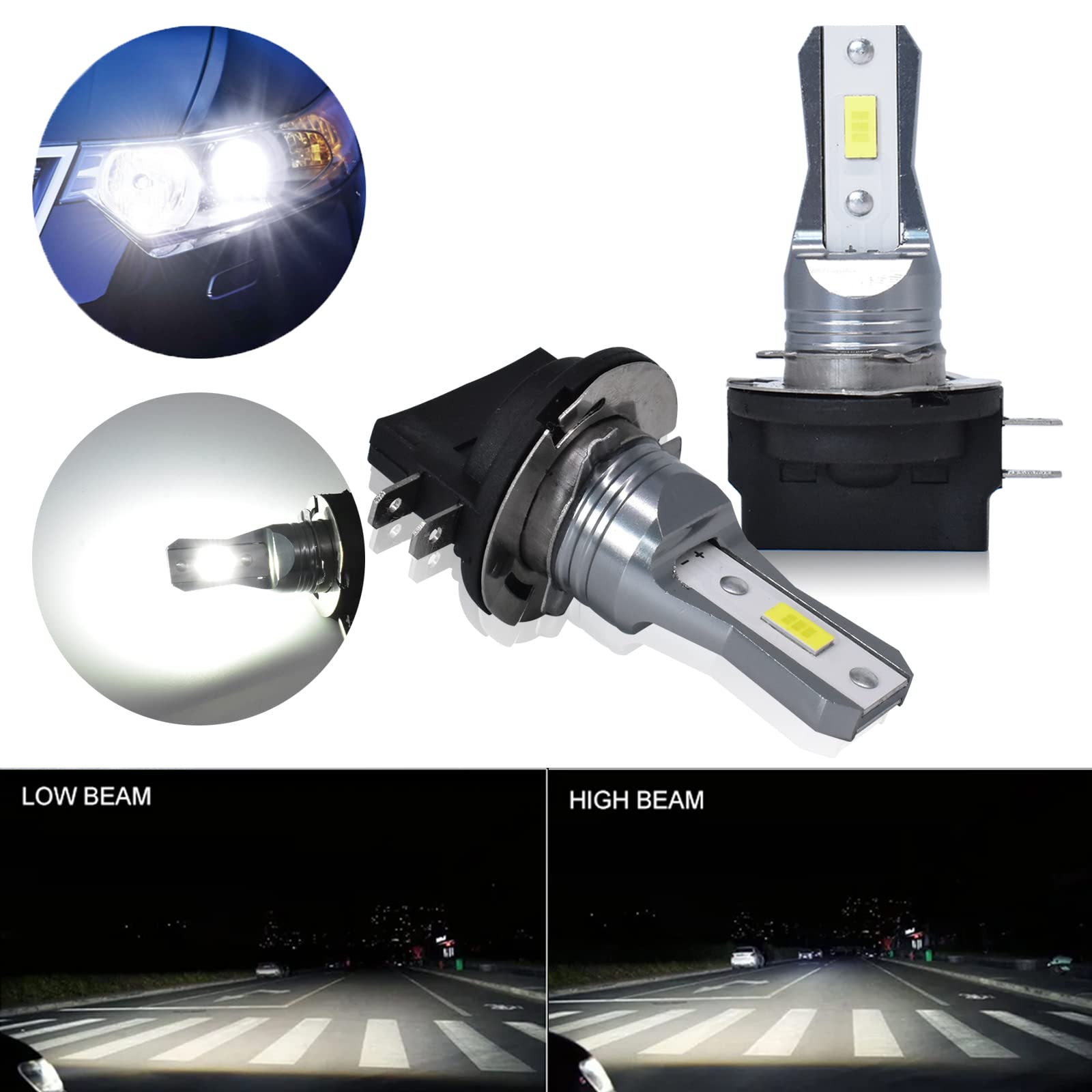 H11B LED Headlight Bulbs 10000LM 6000K White - Compatible with Hyundai Veloster 2012-2015, Low Beam Replacement Kit, Plug and Play (Pack of 2) - Perfect for Night Driving, Foggy Conditions & Enhanced Road Visibility
