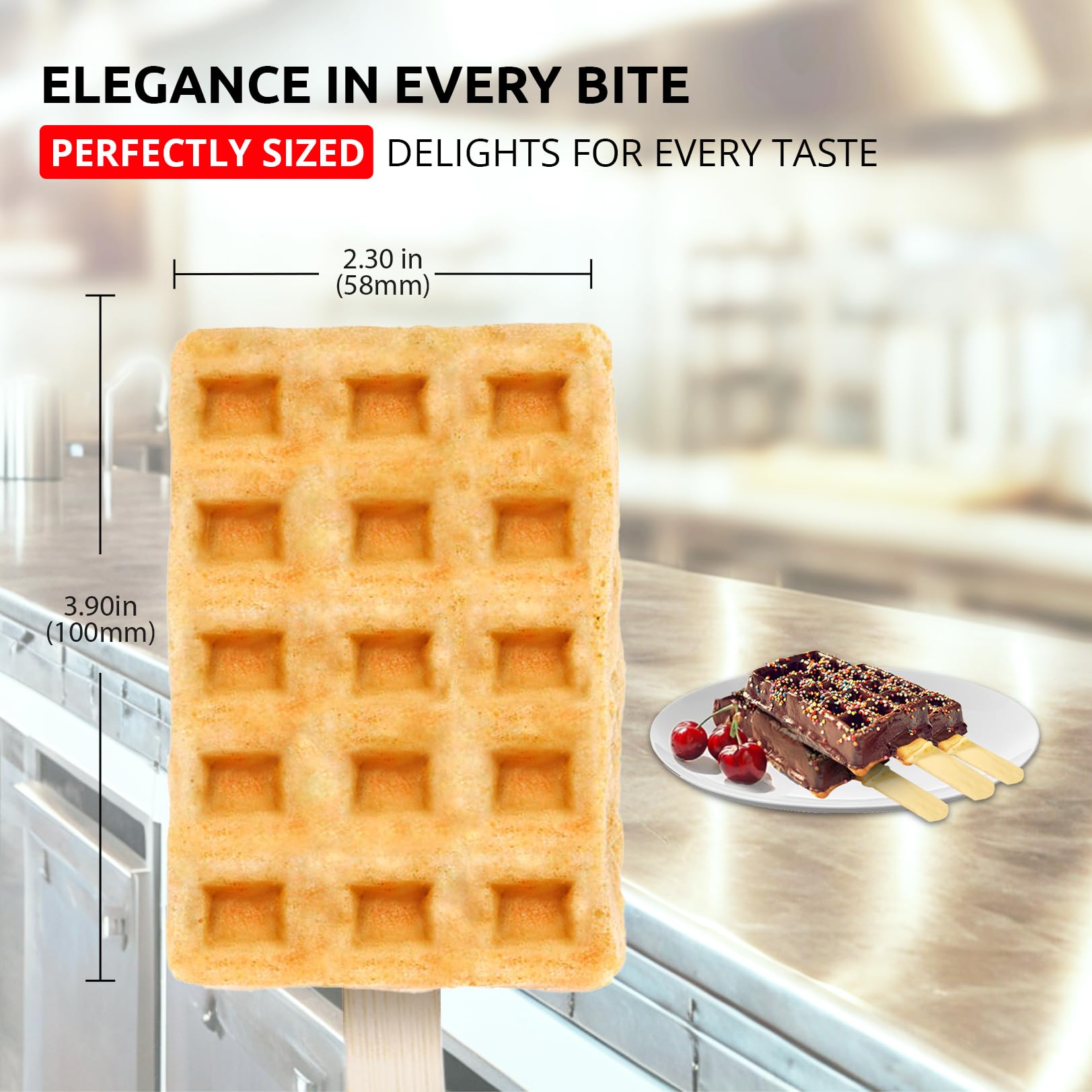 ALDKitchen Belgian Waffle Maker - Professional Stainless Steel Press with Nonstick Plates | Makes 6 Thick Waffles on a Stick | 110V for Home & Commercial Use | Perfect for Breakfast, Desserts, and Food Trucks
