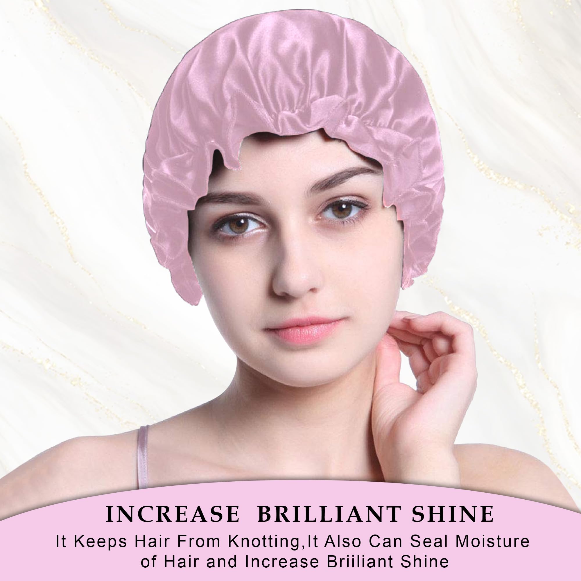 GLUN® Satin Rose Bonnet Hair Protector with 3 Scrunchies - Soft Sleep Cap for Frizz Control, Moisture Retention & Hair Breakage Prevention - Ideal for Curly, Natural & Protective Hairstyles - Perfect for Nighttime, Travel & Salon Visits