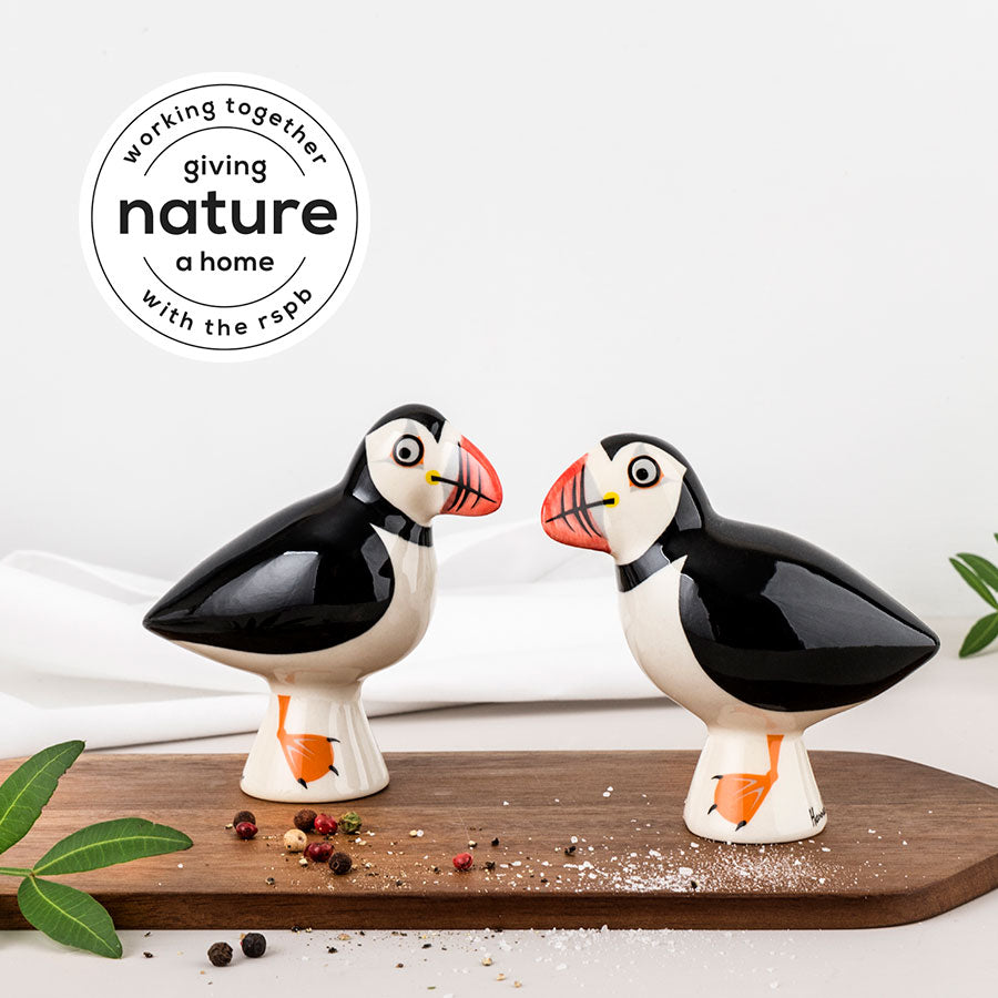 Handmade Ceramic Puffin Salt and Pepper Shakers Set of 4 - Unique Kitchen Decor & Perfect Gift for Bird Lovers - Ideal for Dining Table, Housewarming, and Coastal-Themed Kitchens