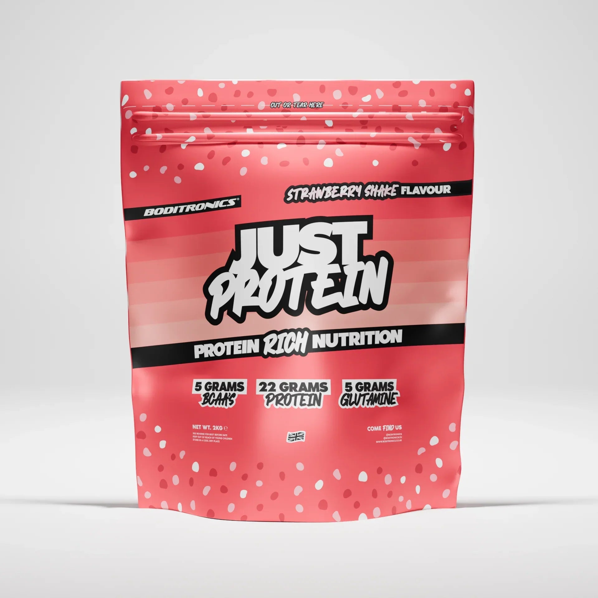 Boditronics Just Protein 2kg - Premium Whey Protein Powder for Muscle Growth & Recovery - Ideal for Gym Workouts, Weight Loss & Healthy Lifestyle