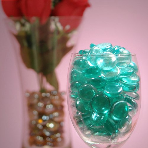 Turquoise Flat Glass Marbles - 1 Lb Bulk Bag for DIY Crafts, Home Decor & Vase Filler - Perfect for Wedding Centerpieces, Aquariums and Art Projects