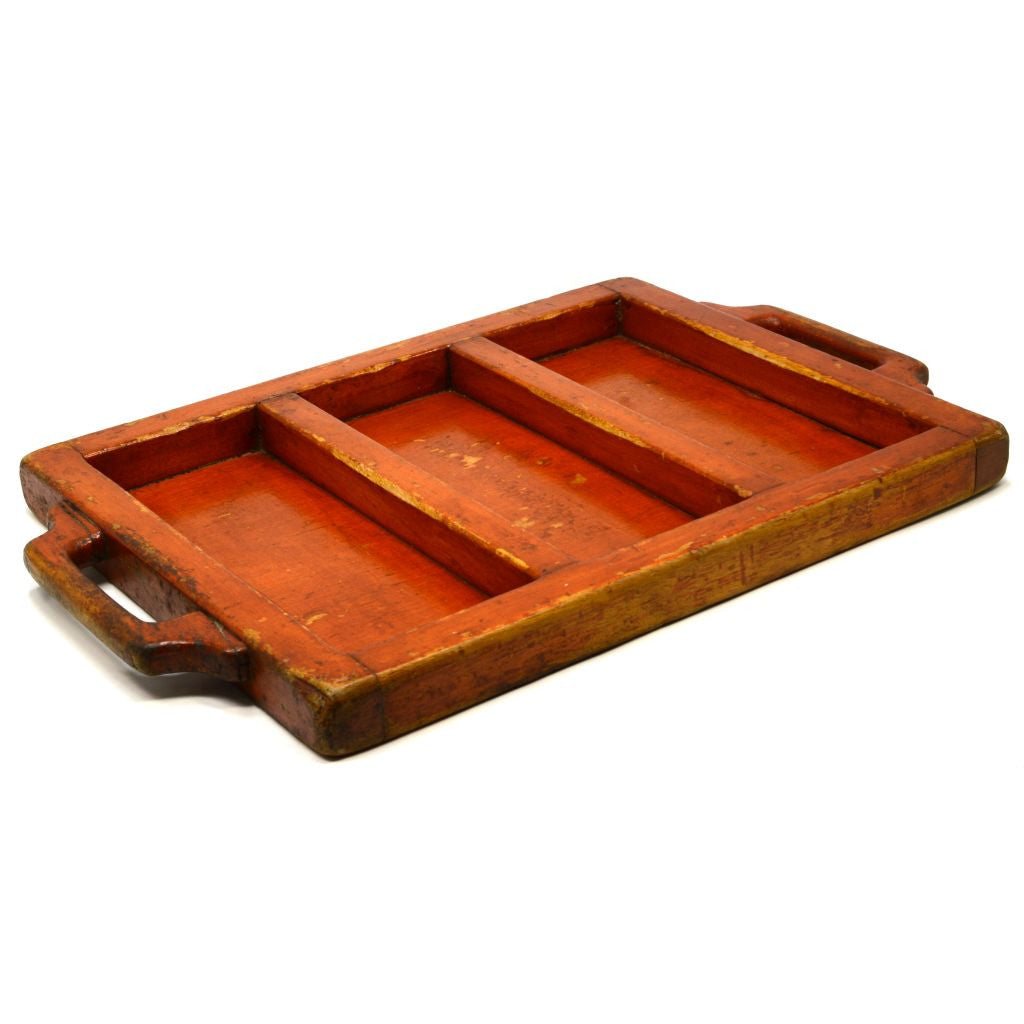 Antique Solid Hardwood Serving Tray 14x22 - Handmade Folk Art Vegetable Platter with Patina - Perfect for Dining, Entertaining & Rustic Home Decor
