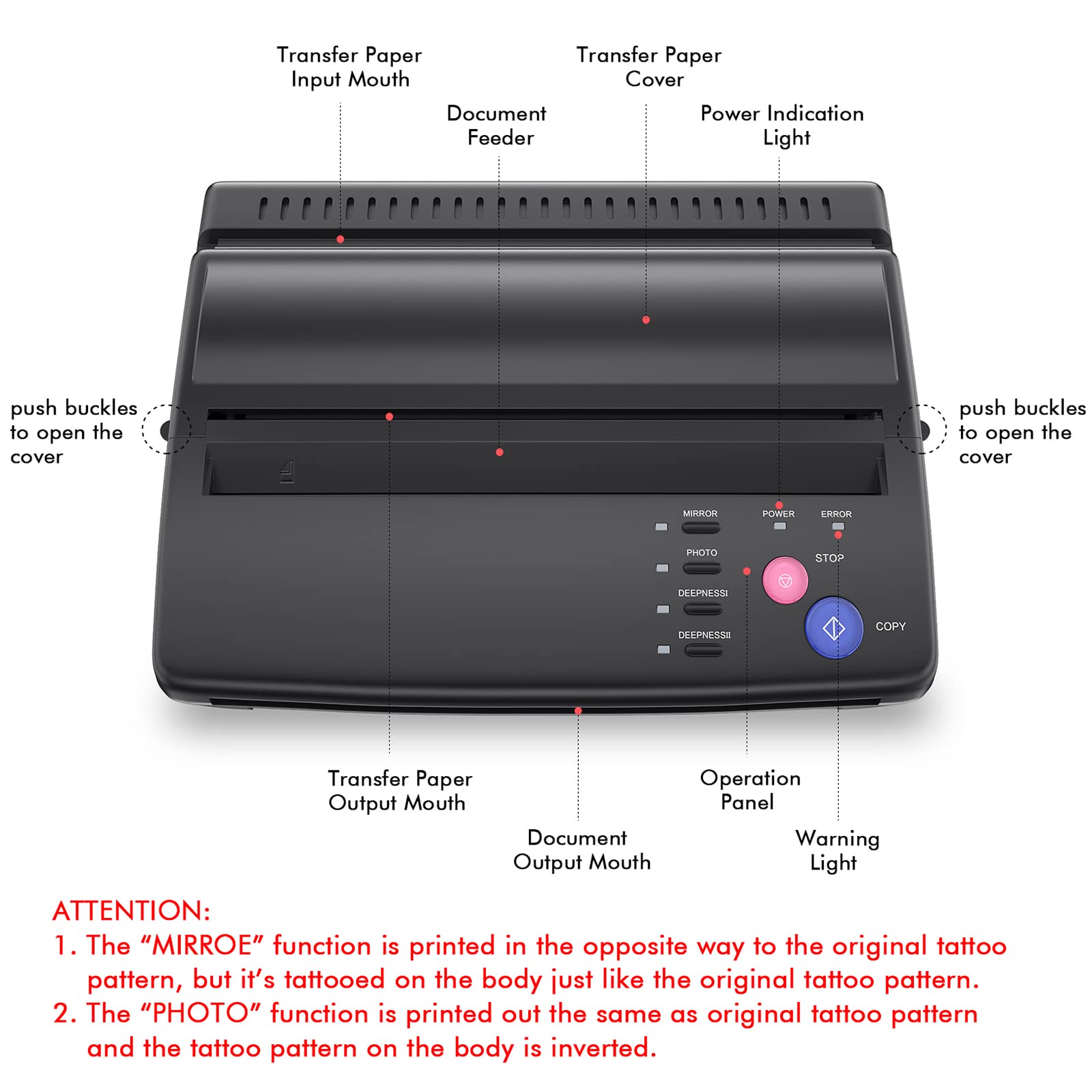 Professional Tattoo Stencil Printer Machine - Thermal Copier for Tattoo Transfer, Drawing & Stencil Making with 20 Tattoo Transfer Papers | Perfect for Tattoo Artists, Studios & DIY Tattoo Enthusiasts