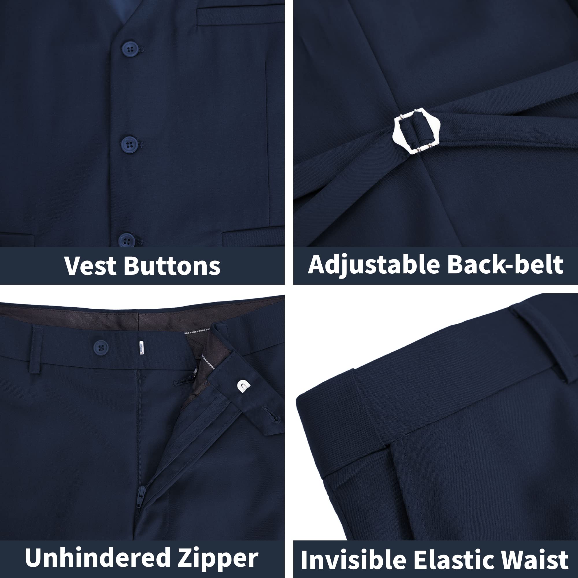 Premium Slim Fit Men's 3-Piece Suit Set - Single Button Tuxedo Blazer, Vest & Dress Pants for Wedding, Party & Formal Events | Business & Evening Occasions