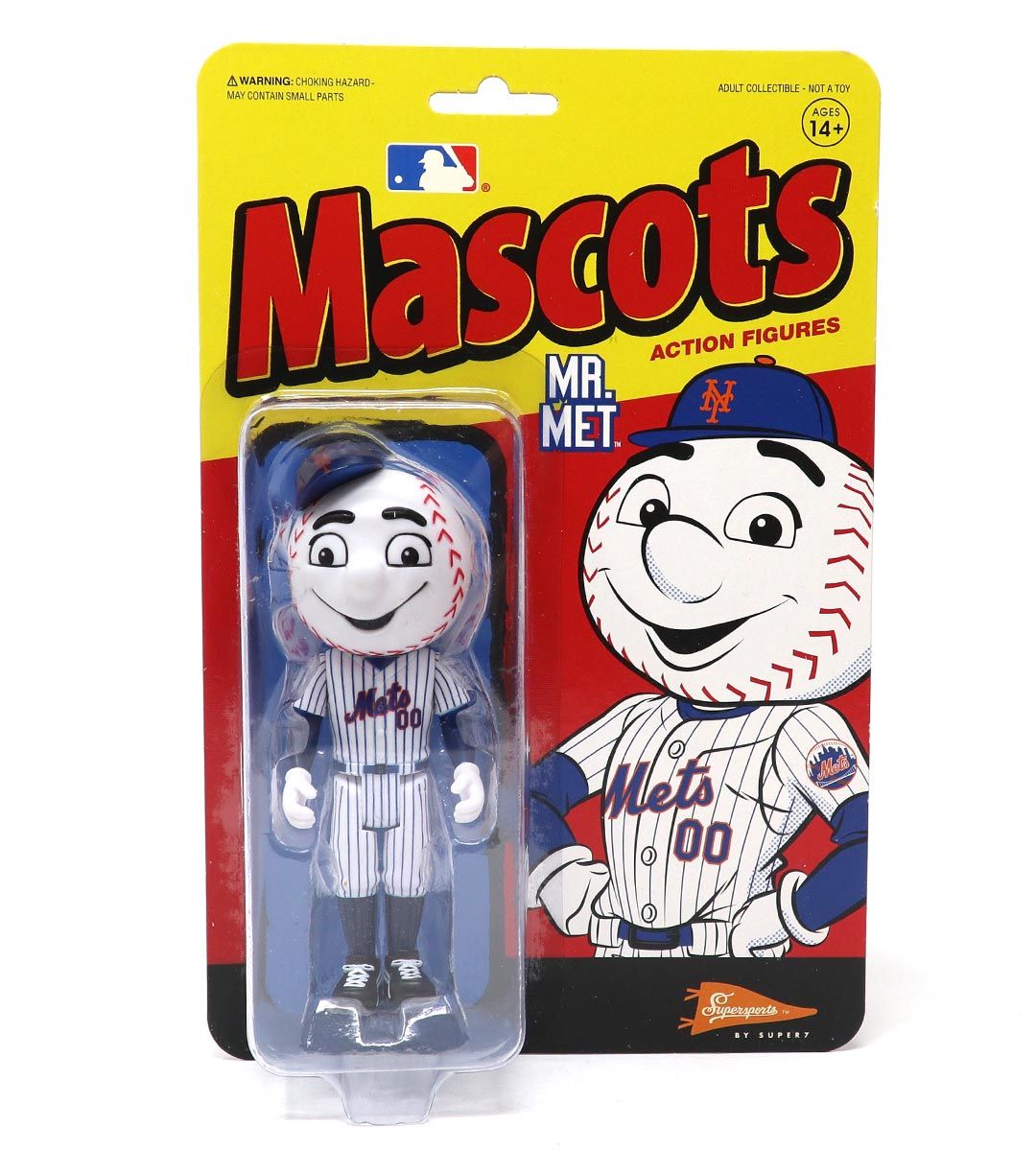 Mr. Met ReAction Figure - Official New York Mets Baseball Collectible Toy - Perfect for Sports Fans, Memorabilia Collectors & Office Desk Decor