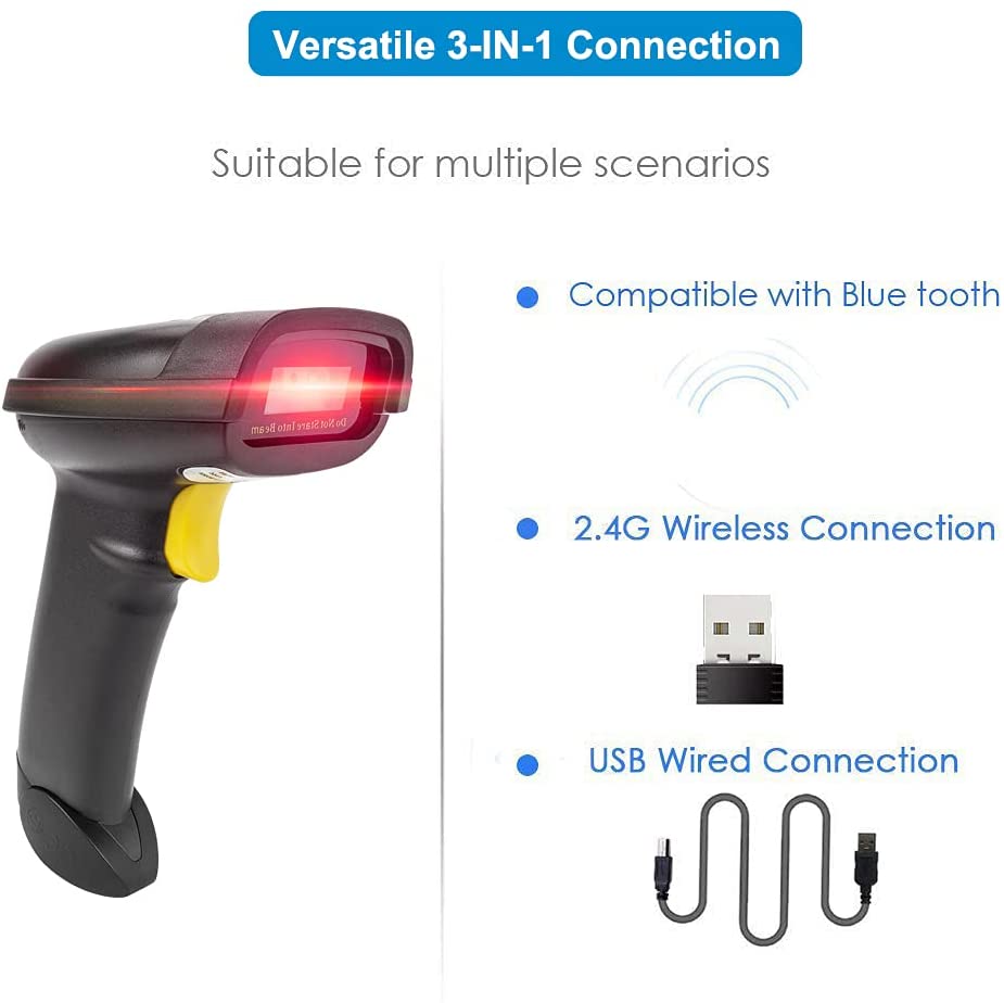 NT 1228BL 2D Bluetooth Barcode Scanner - Wireless Handheld Scanner for Retail, Warehouse & Inventory Management - Fast & Accurate QR Code Scanning for Smartphones, Tablets & POS Systems
