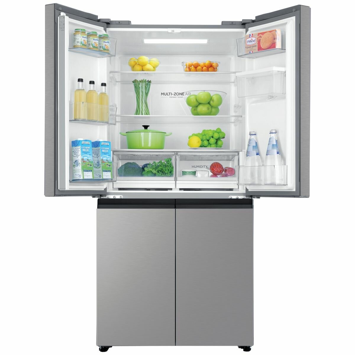 Haier 508L Quad Door Refrigerator - Stainless Steel HRF580YHS - Large Capacity French Door Fridge for Modern Kitchen | Perfect for Family Homes & Entertaining